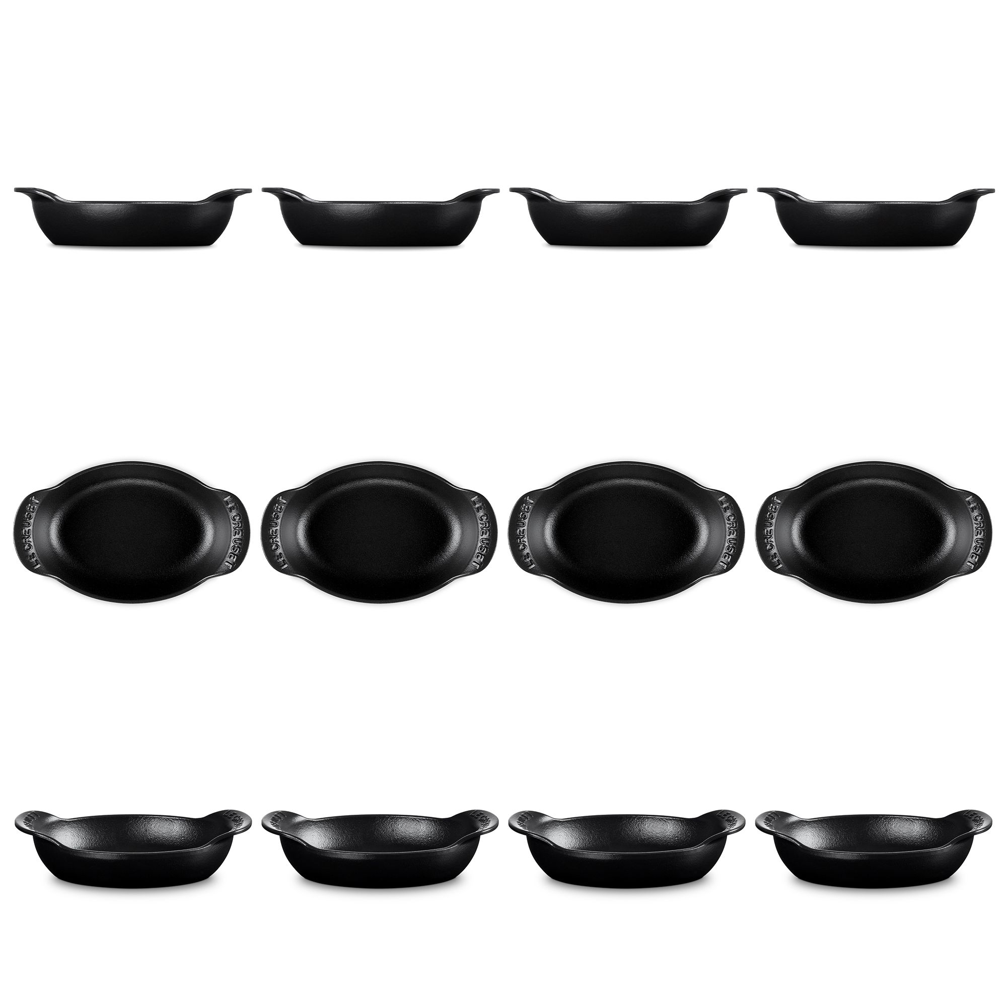 Le Creuset - Mini-Backform oval 4er-Set  - Schwarz Matt - Gourmand Collection Le Creuset - Mini-Backform oval 4er-Set  - Schwarz Matt - Gourmand Collection
