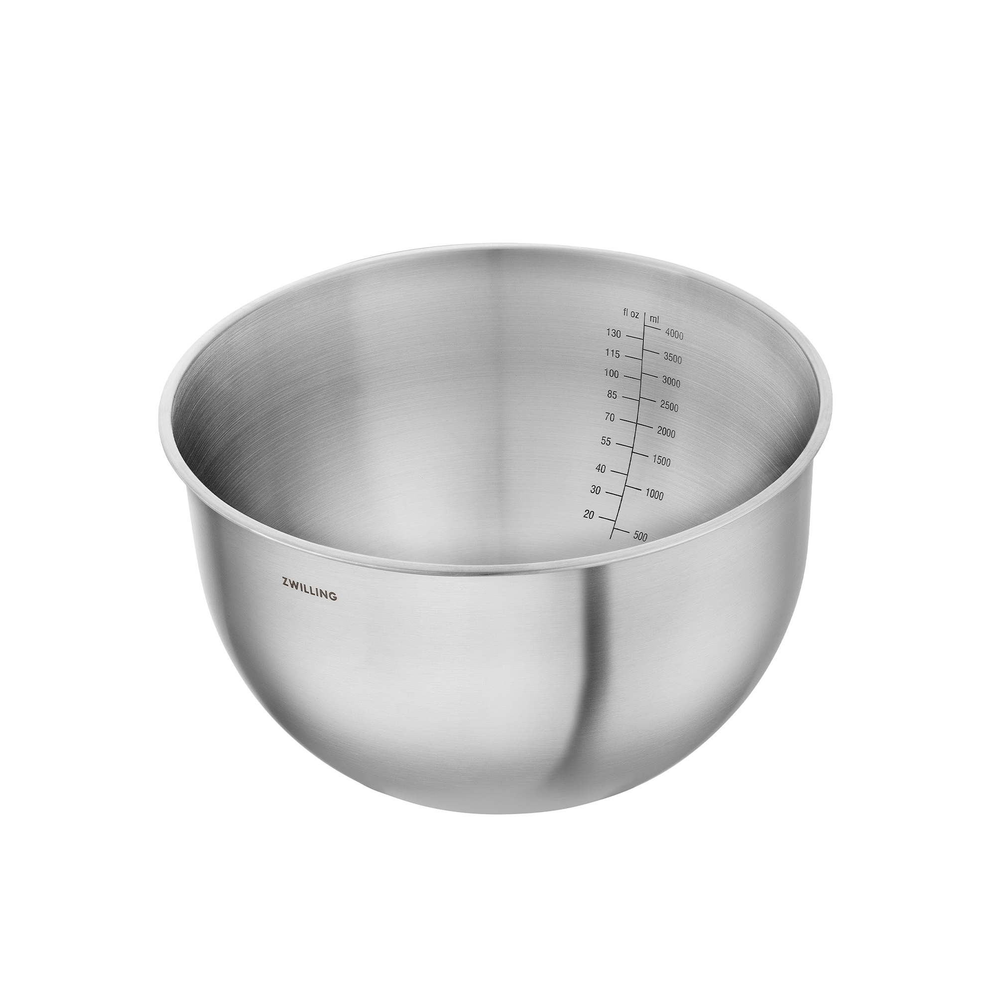 Stainless steel mixing bowl with measuring scale