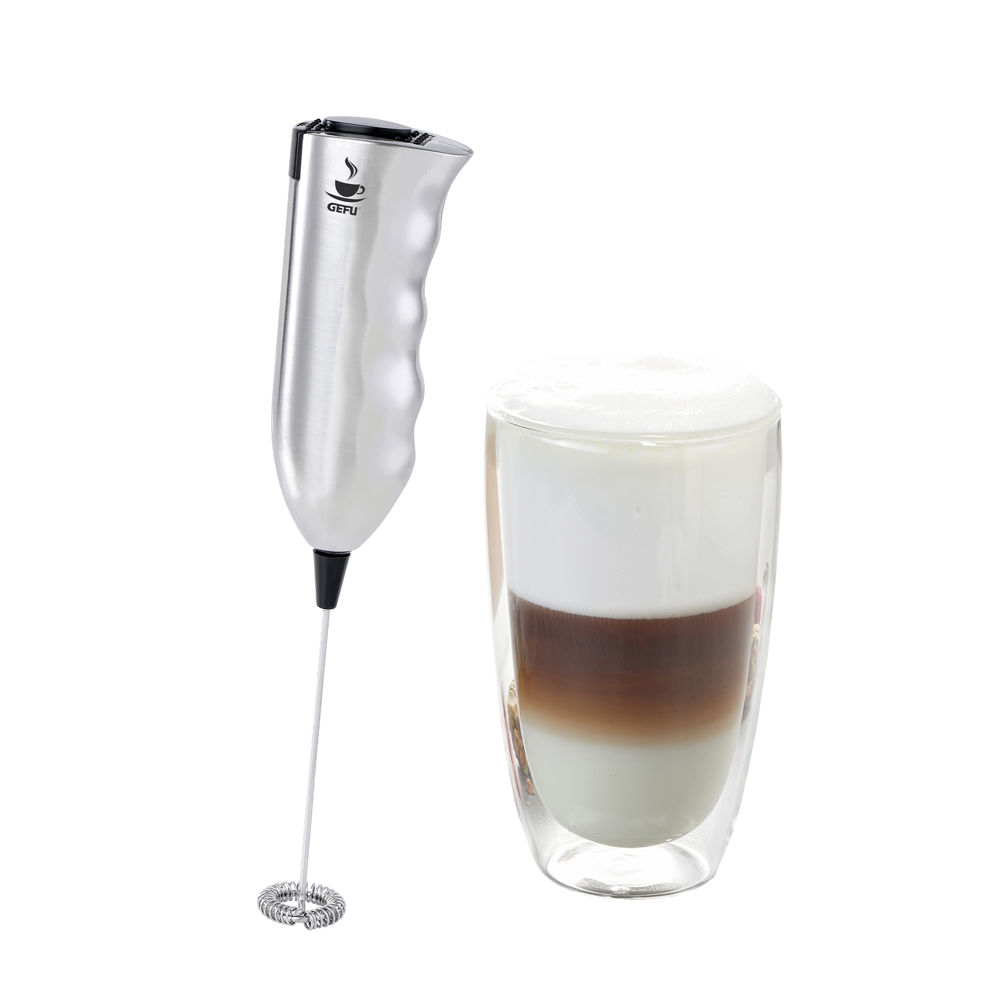 Gefu - milk frother MARCELLO + latte macchiato glass