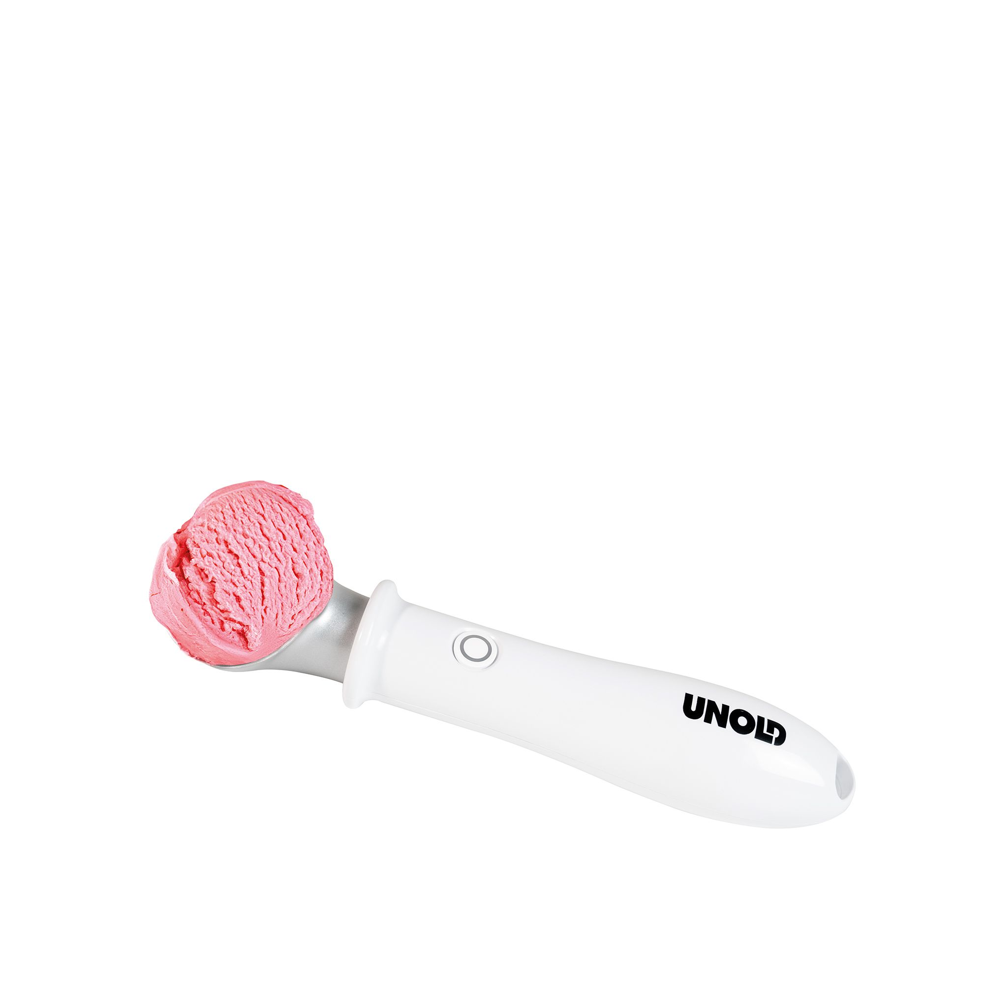 Weißer UNOLD Eislöffel mit rosa Eiskugel
