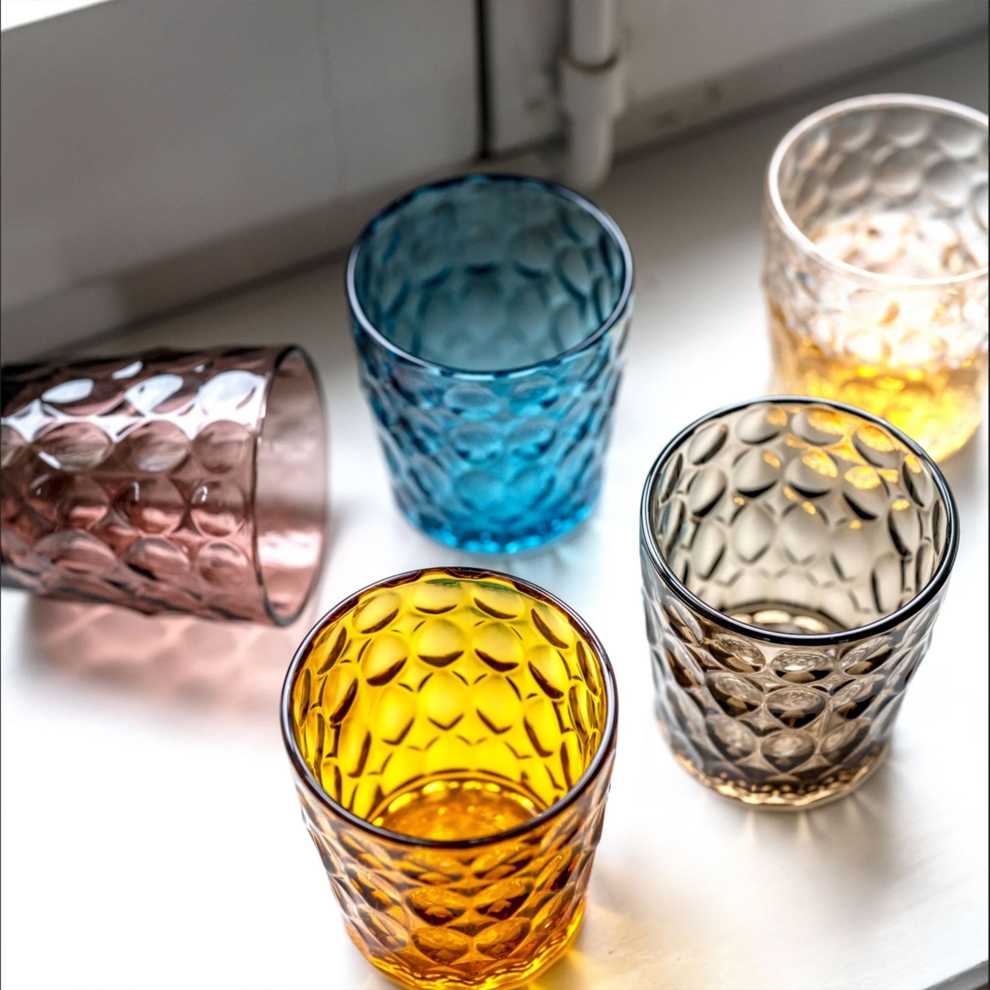 Guzzini – ‘Vanity’ low drinking glass made of real glass, mauve