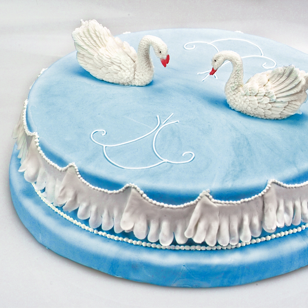 Städter - Fondant embossing stamp Frill / Volant ca. 8,5 cm blue Set, 4-teilig