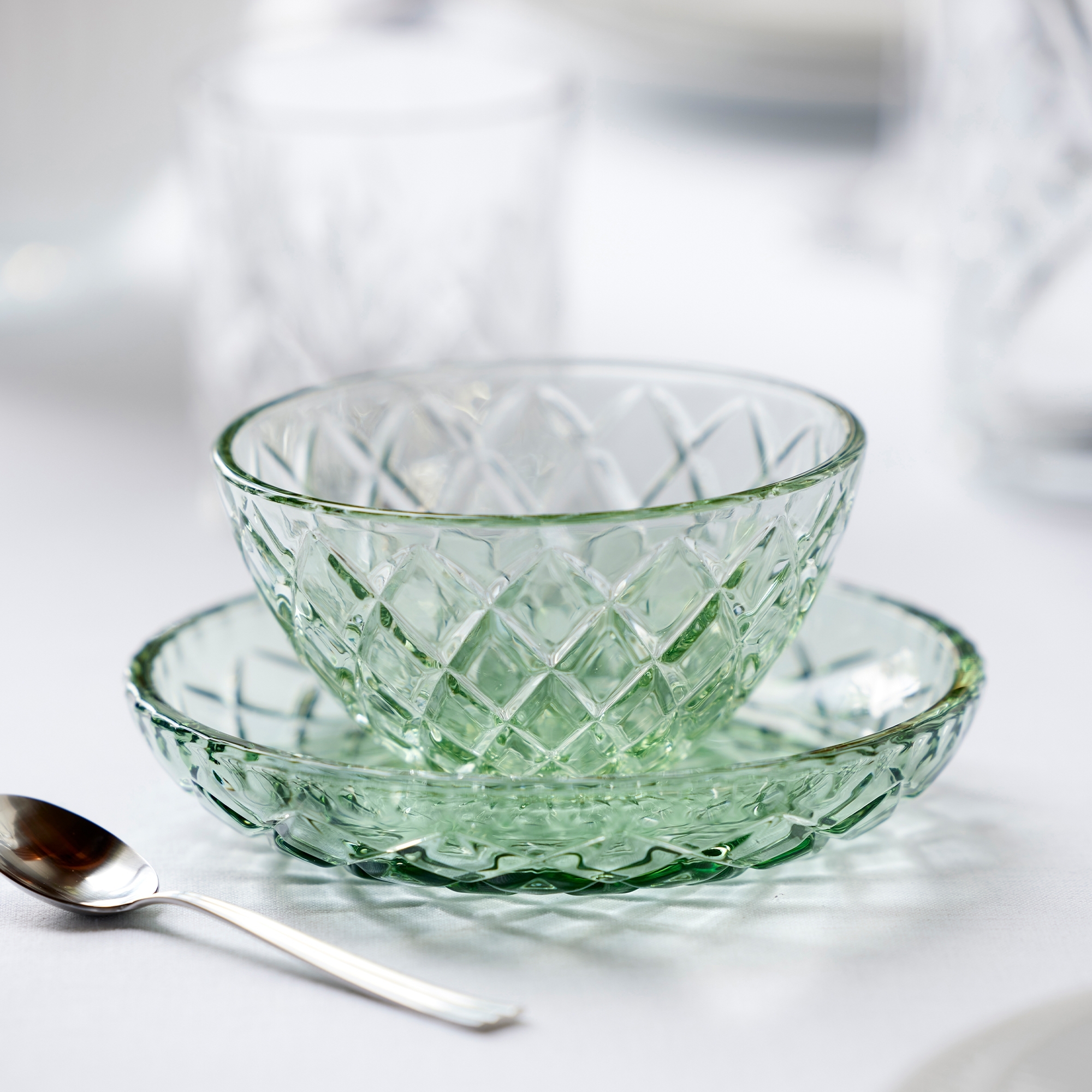 Lyngby Glass - Sorrento - Plate 16 cm - Green - 4 pcs.