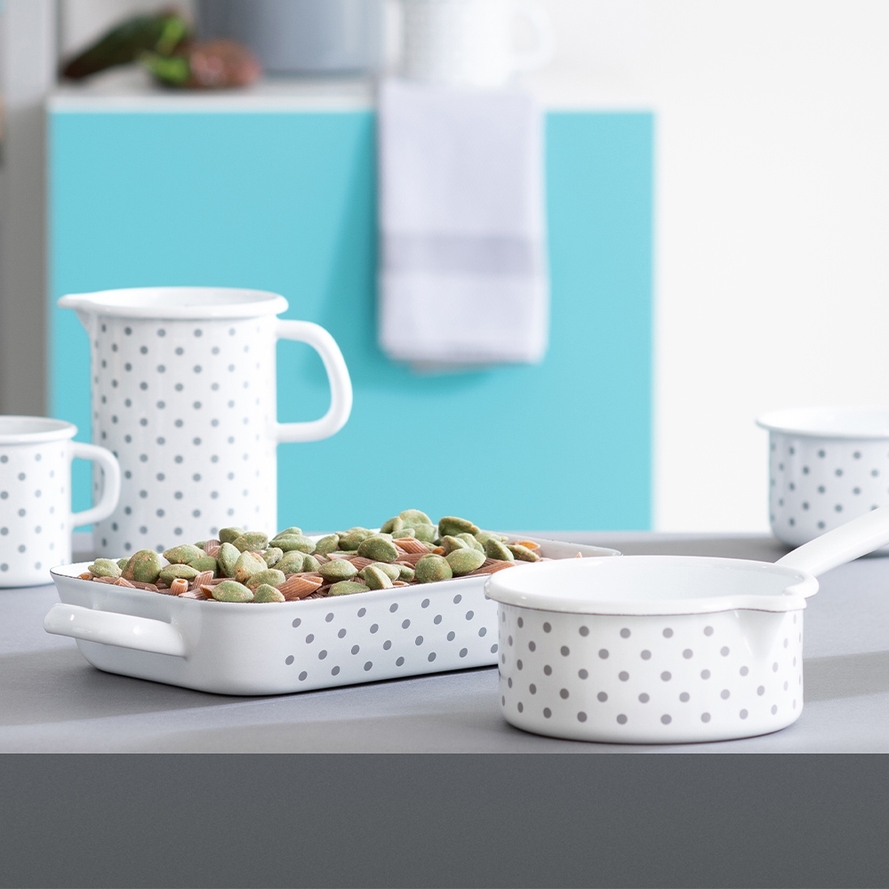 Riess COUNTRY - Polka-dot grey - Pot with crimp/drinking cup Riess COUNTRY - Polka-dot grey - Pot with crimp/drinking cup