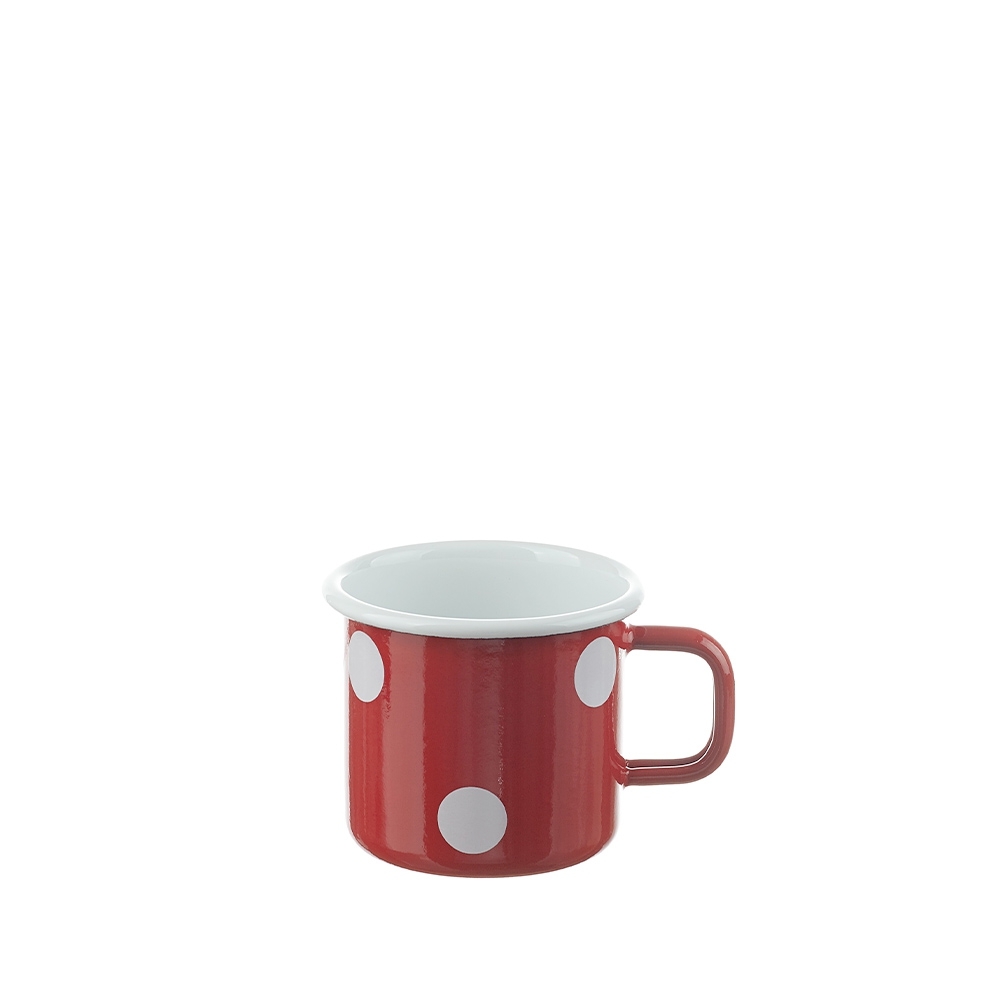 Münder Email - Becher 8 cm - Punkte rot/weiß Münder Email - Becher 8 cm - Punkte rot/weiß