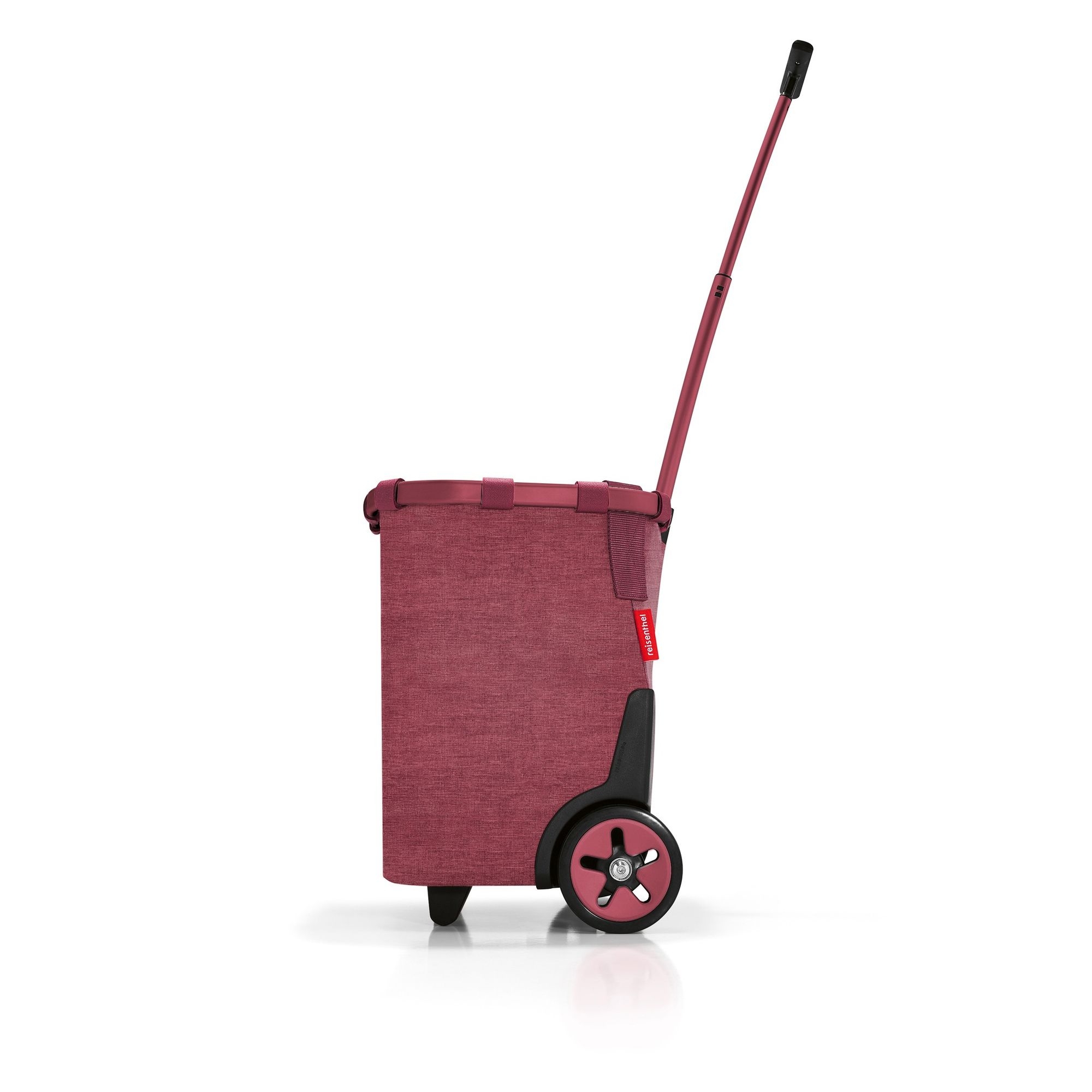 Wine red shopping trolley with two wheels