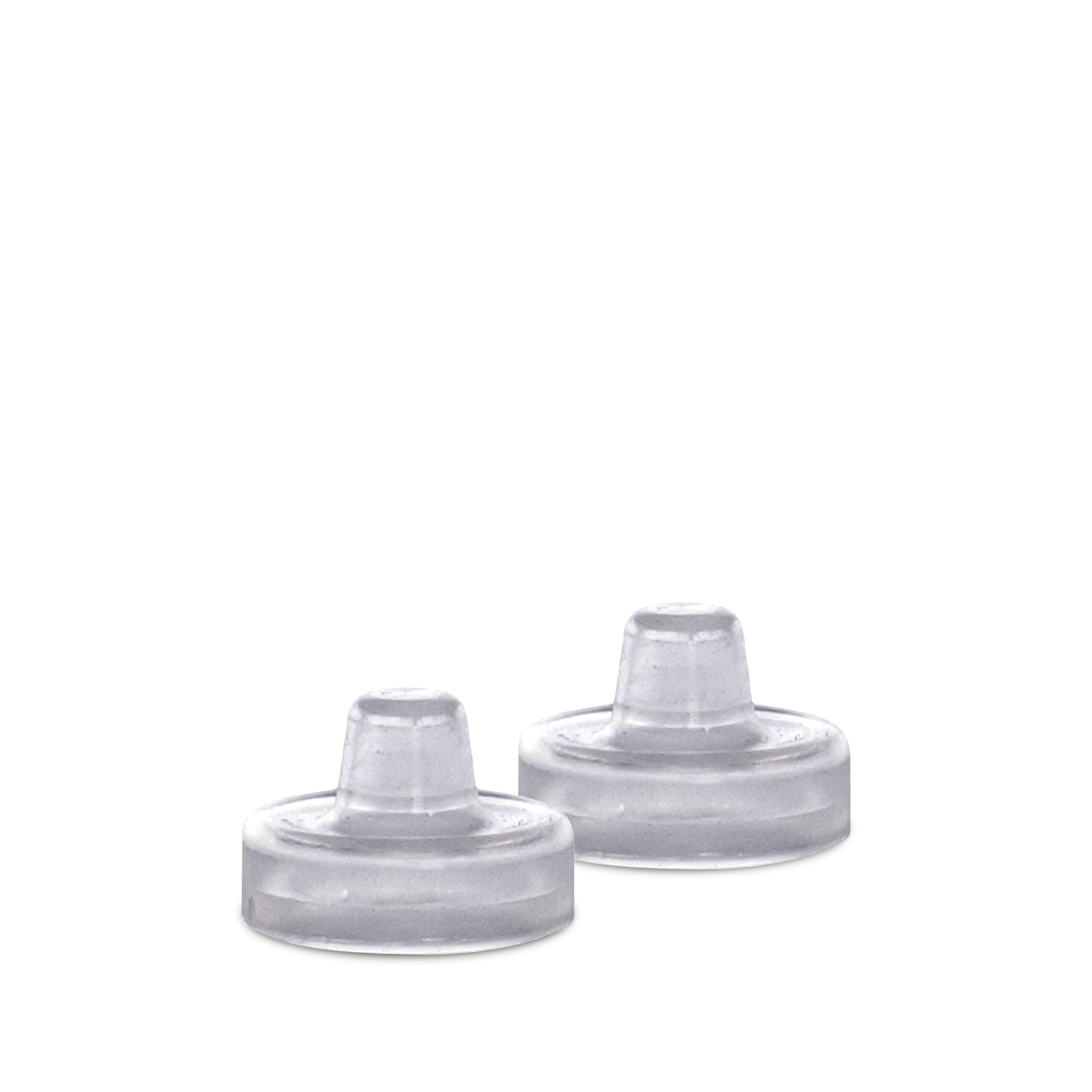 Two round transparent silicone valves