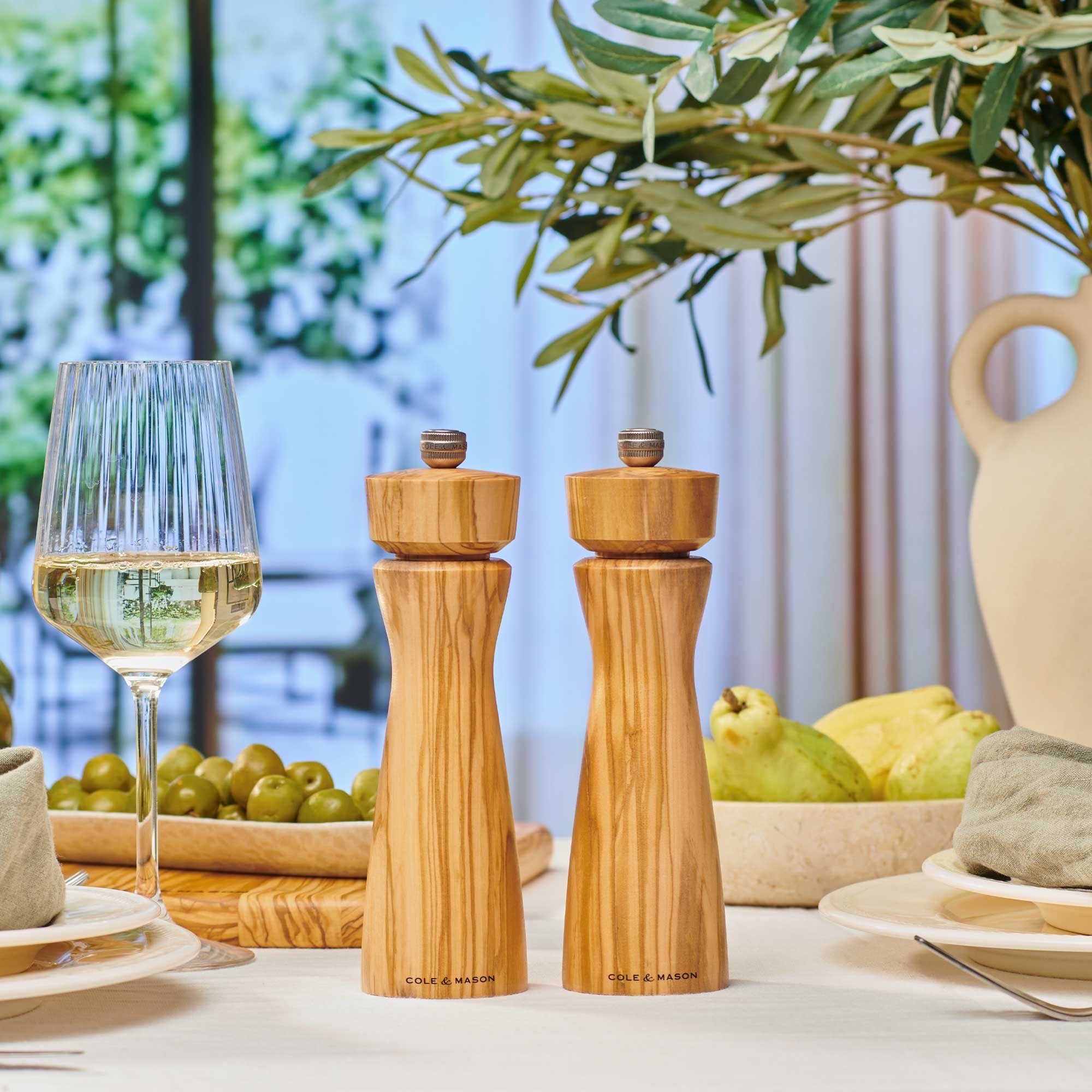 COLE & MASON - Portobello Pepper and Salt Mill Set | Olive Wood