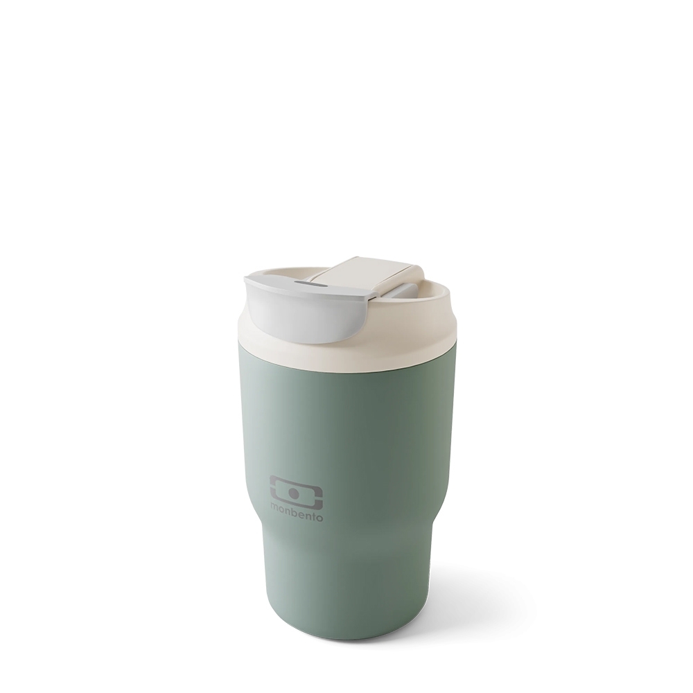monbento - MB Travel mug S Isolierbecher mit Strohhalm, natural green