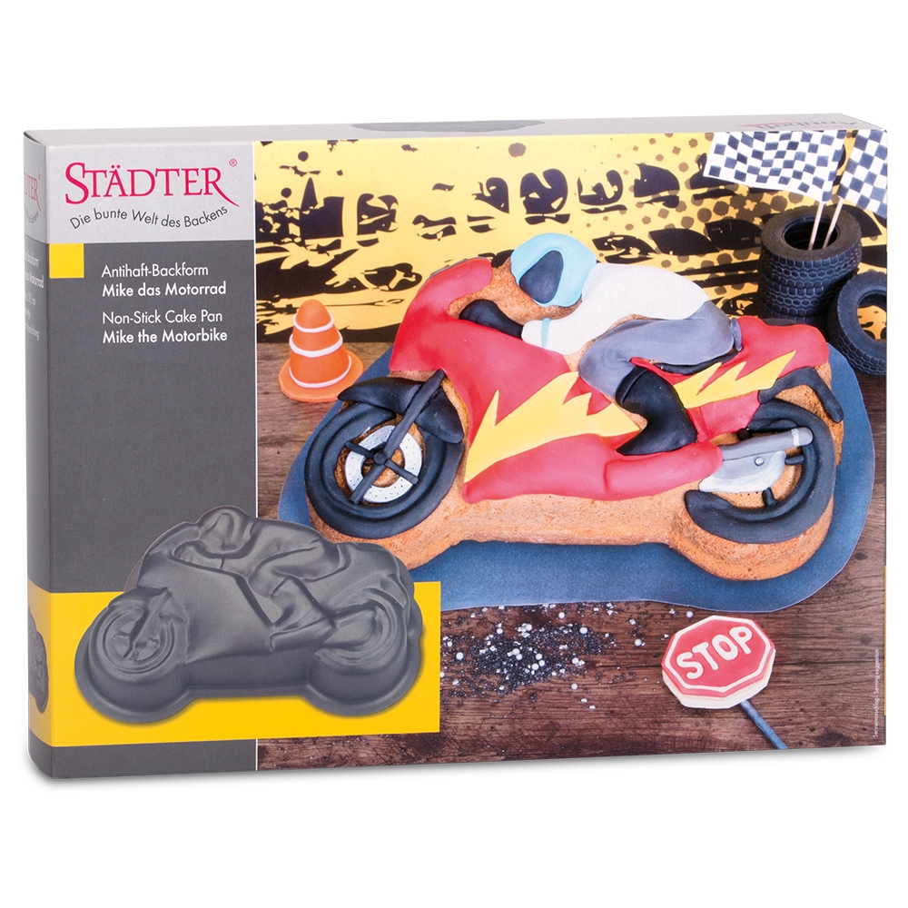 Städter - Motivbackform Mike das Motorrad - 28,5 x 18,5 x 6,5 cm - 2.000 ml