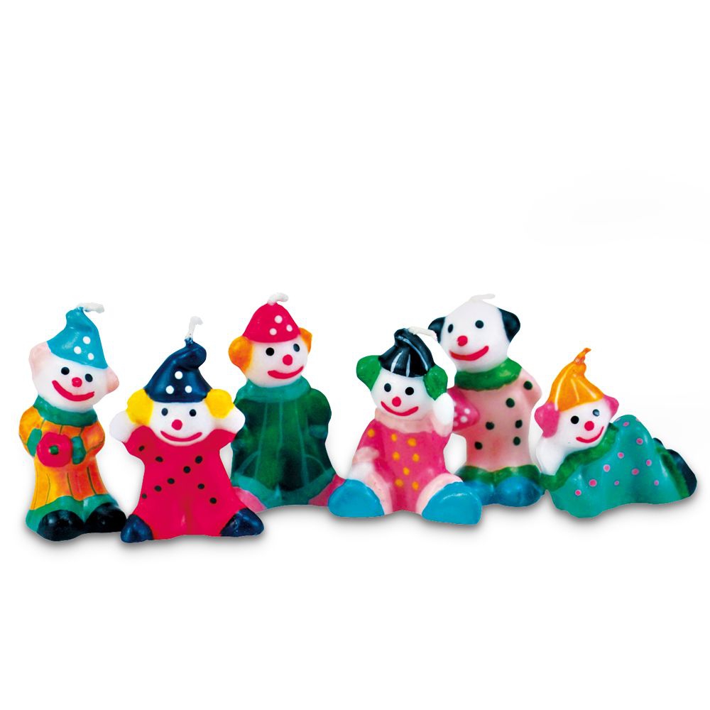 Städter - Kerze Clowns Bunt - 3,5–5 cm - 6-teiliges Set