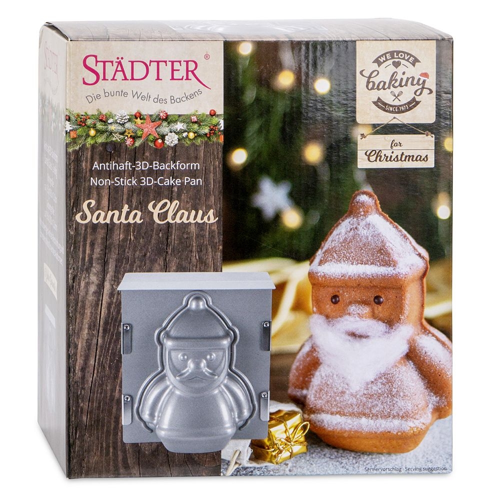 Städter - We-Love-Baking Santa Claus - 19 x 21 x 12 cm silver - 3-D Cake pan