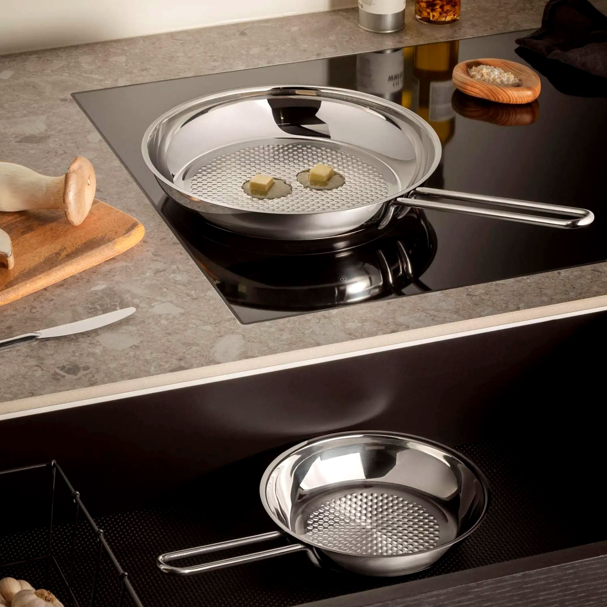 Eva Trio - Frying pan Honeycomb in 3 Sizes - Recycled Stainless Steel