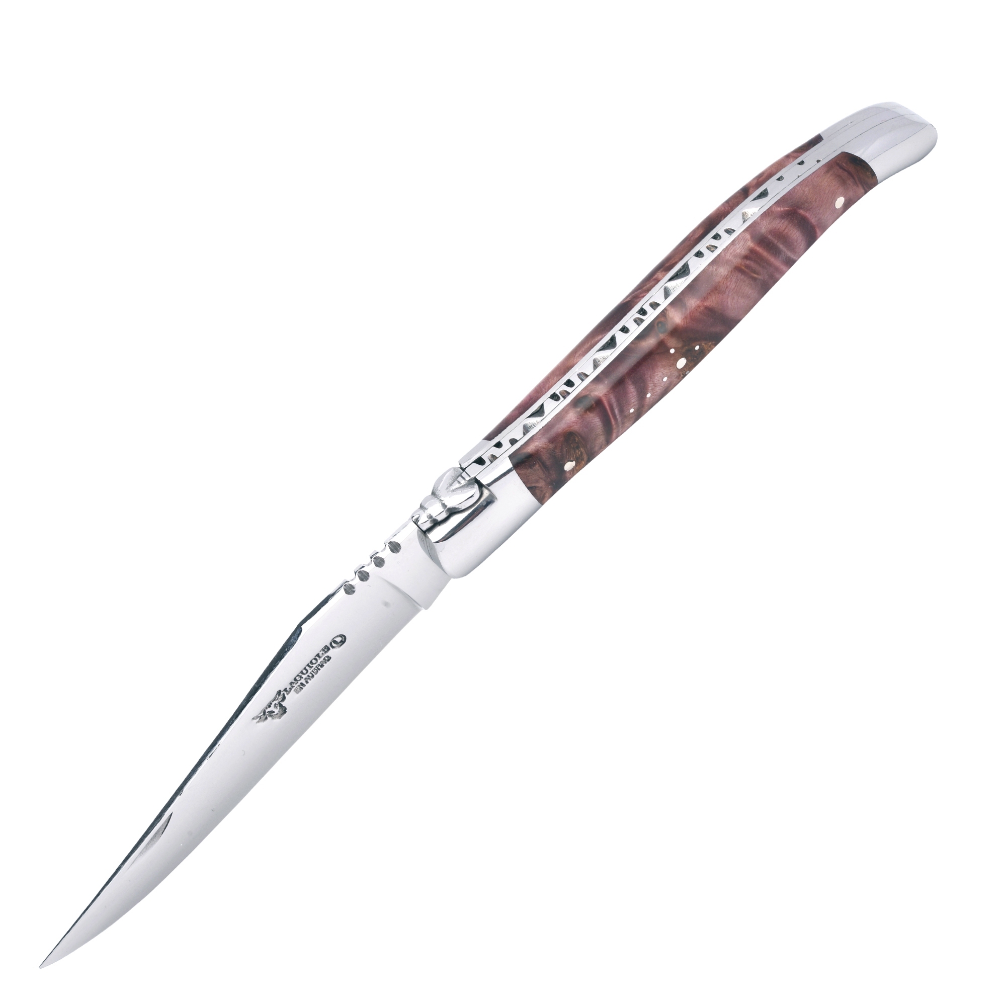 Laguiole folding/pocket knife 12 cm Poplar root wine red shiny