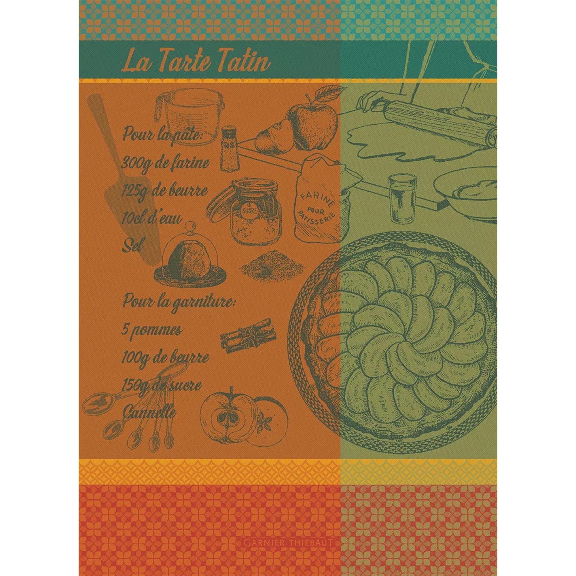 Baumwoll-Küchentuch mit La-Tarte-Tatin-Rezeptdruck