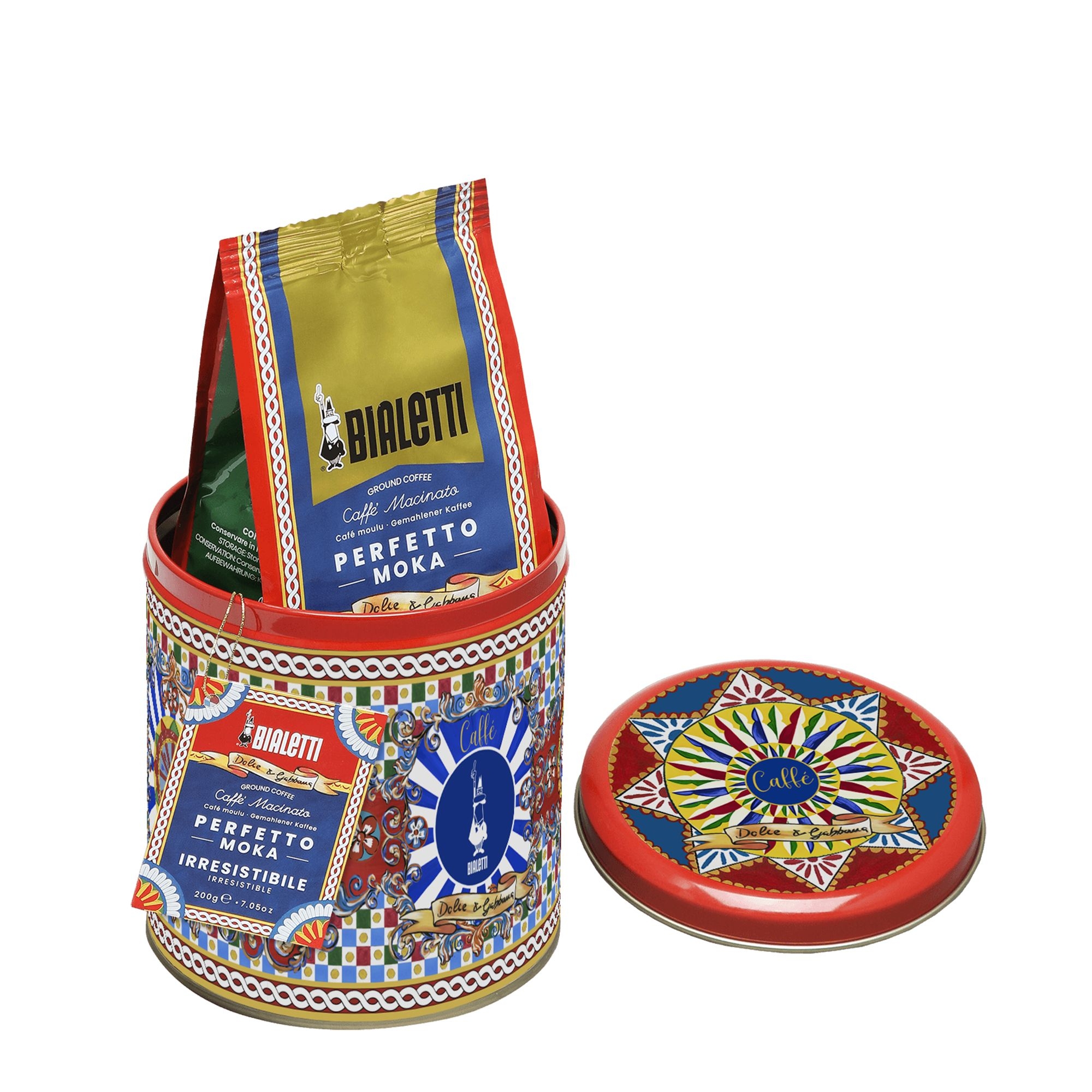 Bialetti - Dolce&Gabbana Moka Express 3 Tassen in Geschenkdose mit gemahlenem Kaffee und Kaffeedose