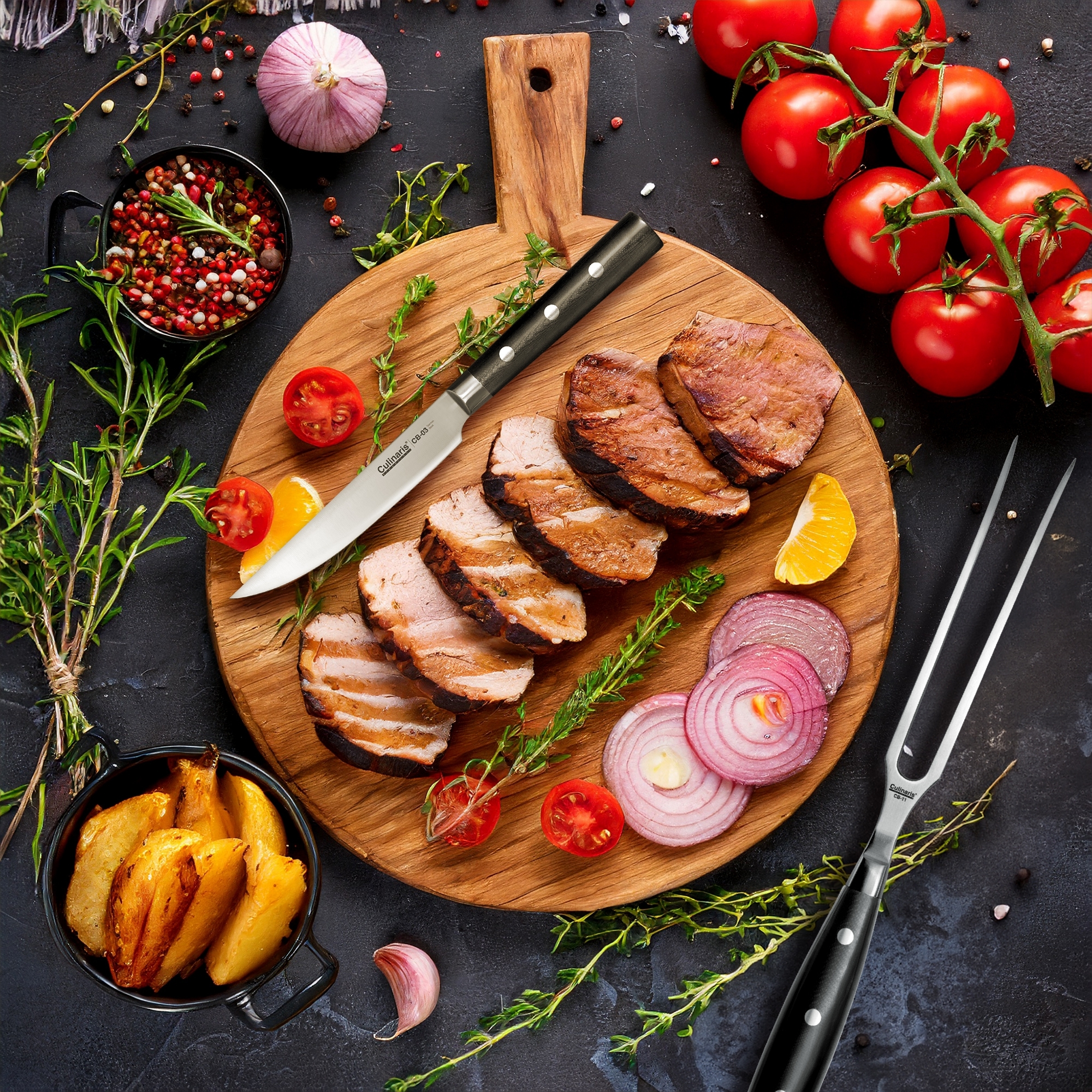 Steakmesser - Black Serie - 13,5 cm - CB-03 | Culinaris Steakmesser - Black Serie - 13,5 cm - CB-03 | Culinaris