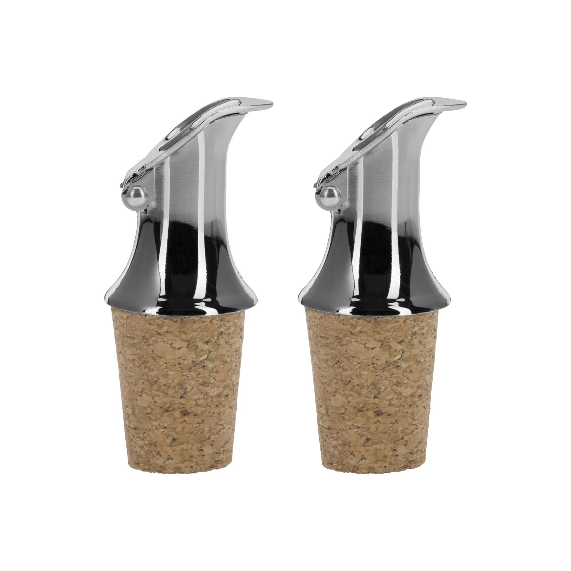 Westmark - 2 Free flow pourer »Frog«, chrome-plated, natural cork