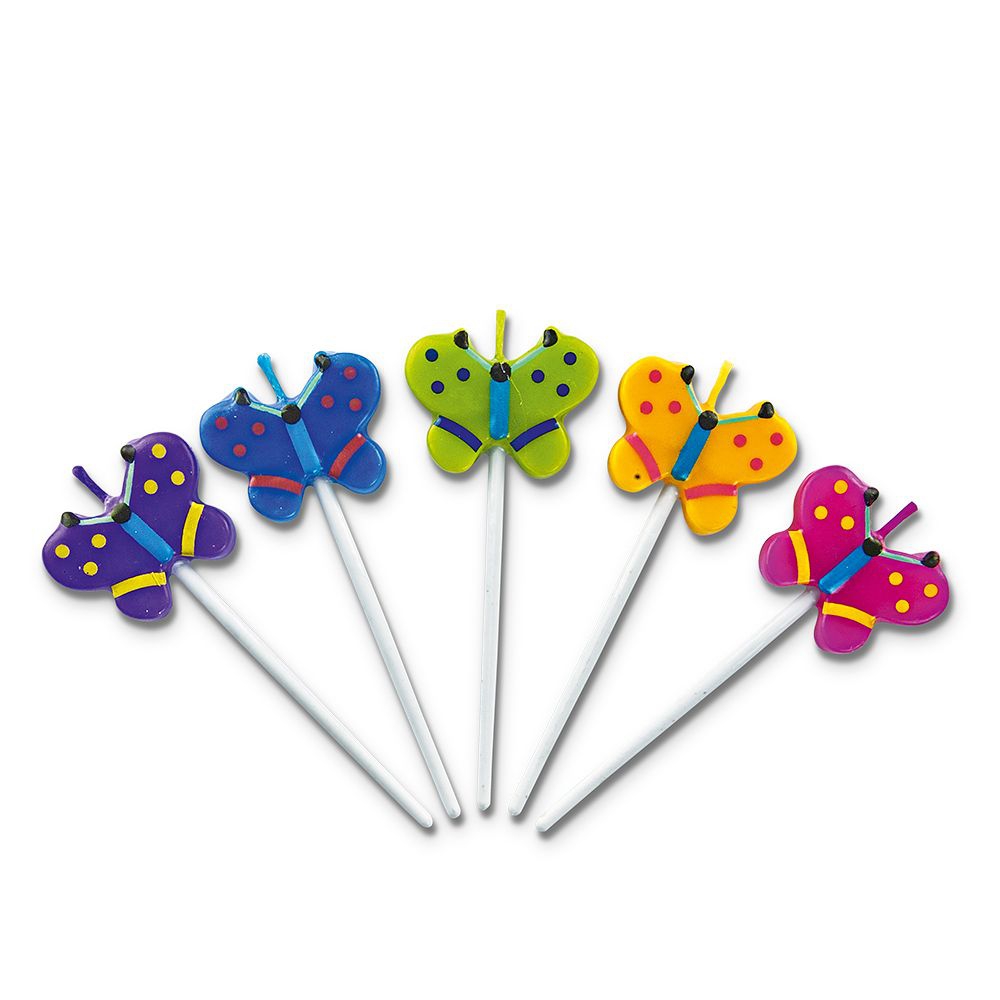 Städter - Kerze Schmetterlinge - 3 x 7,5 cm - Bunt Sticks - Set 5-teilig