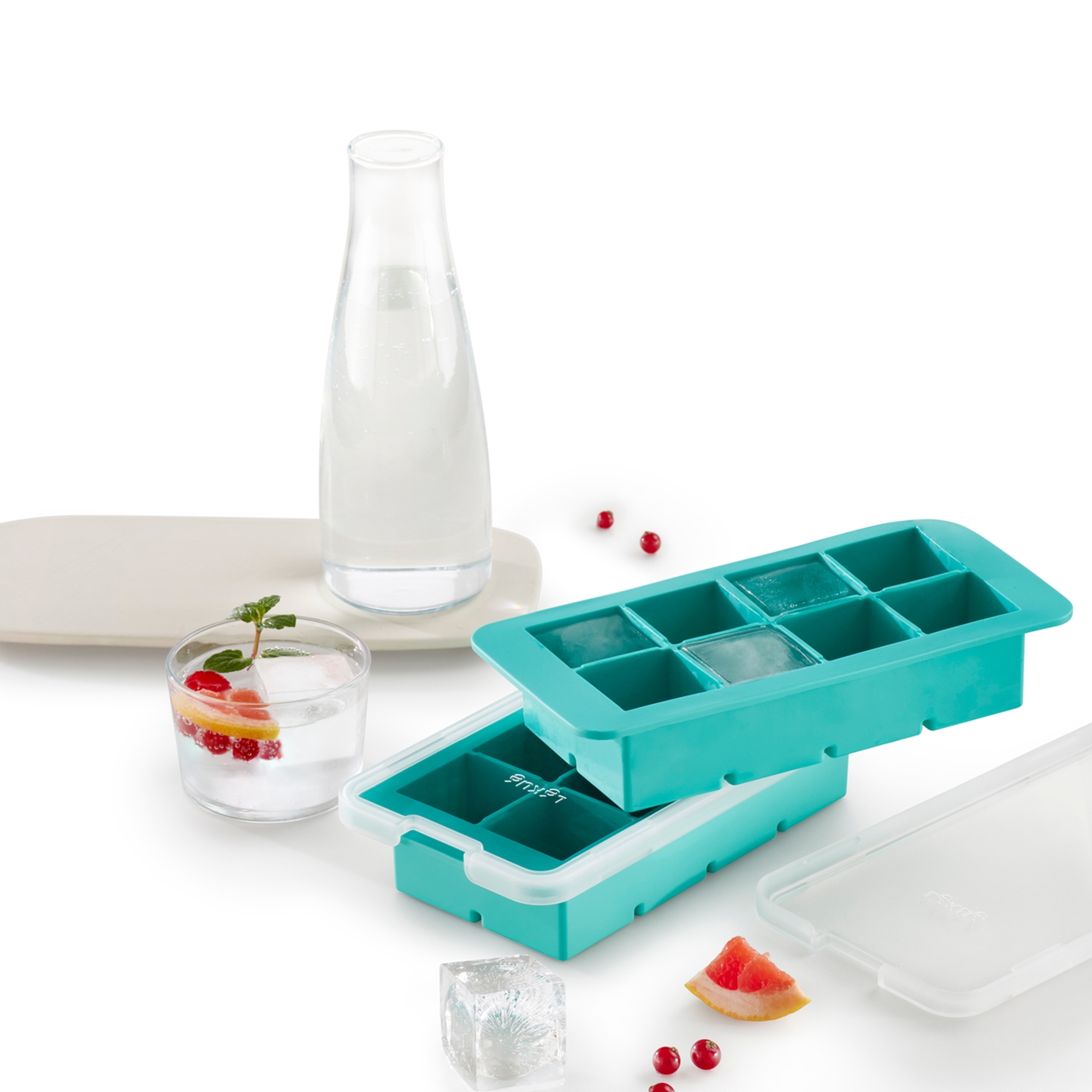 Lékué - XL Quadratische Eiswürfelform türkis