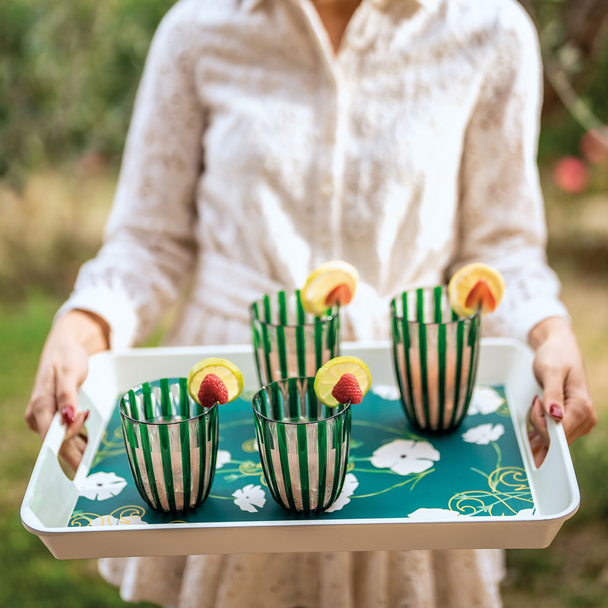Guzzini - rectangular Tray with a handle 'Fusion' - Emerald