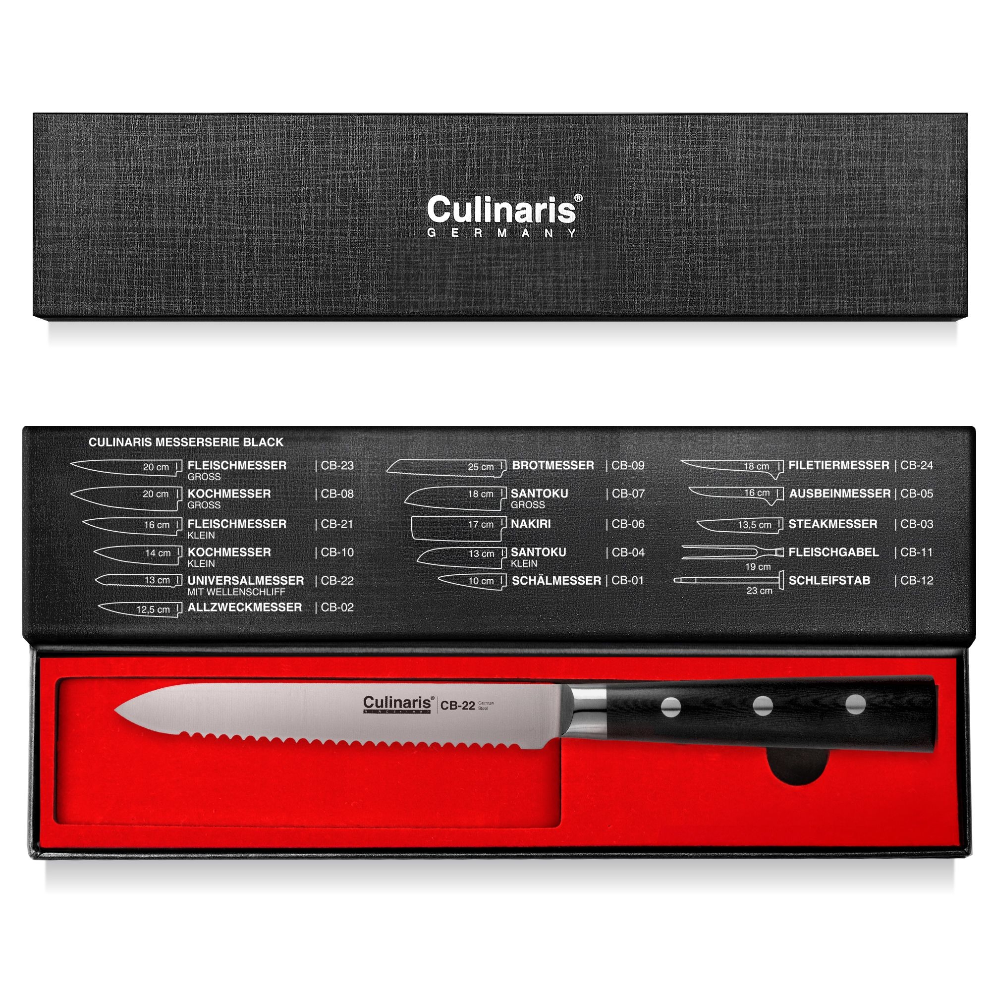 Universalmesser mit Wellenschliff - Black Serie - 13 cm - CB-22 | Culinaris