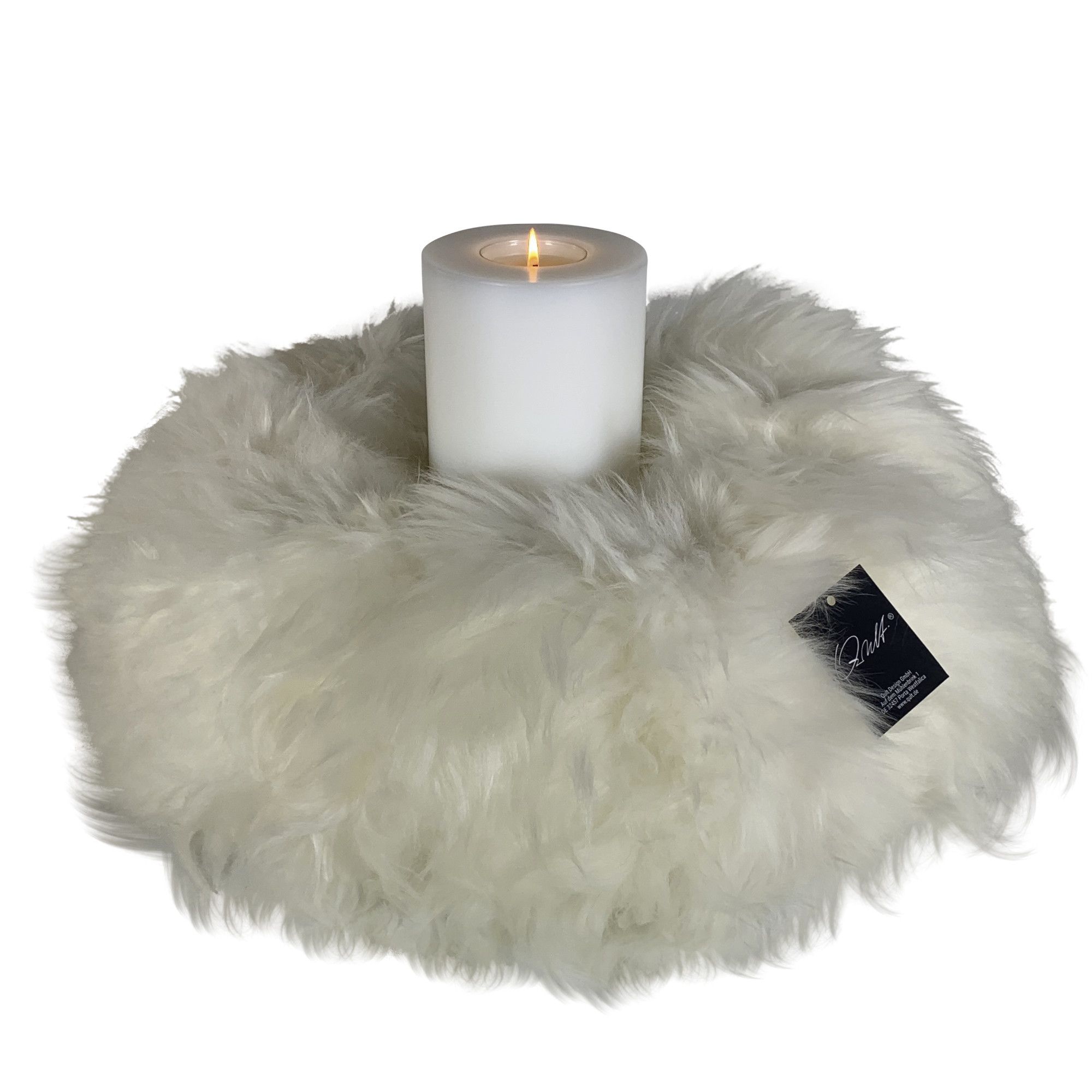 Qult Farluce Candle Real Fur - Merino Lamb Ivory - Candle wreath - Ø 45 cm x H Fur 10 cm