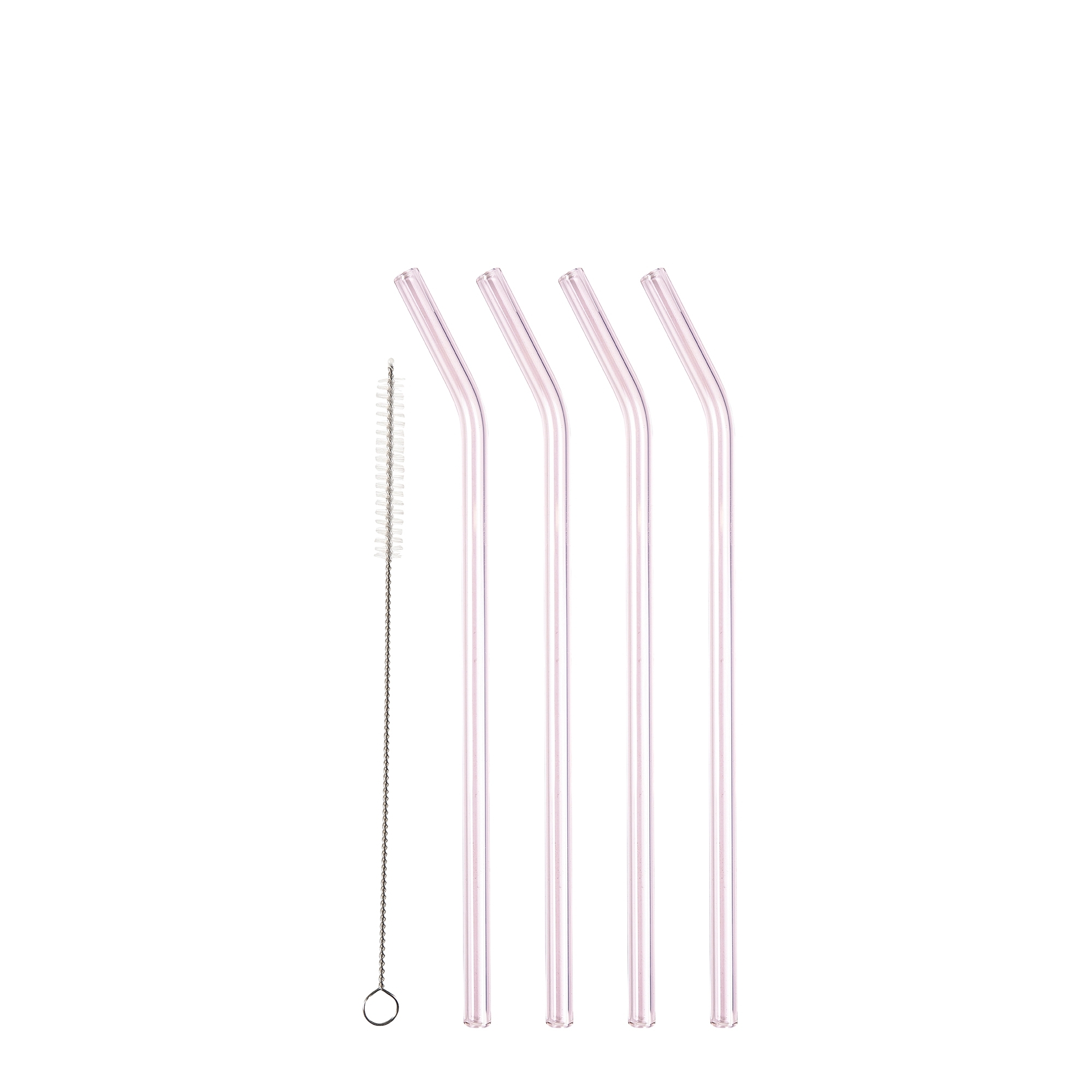 Lyngby Glas -Strohhalm mit Knick - 4 Stck. - Pink