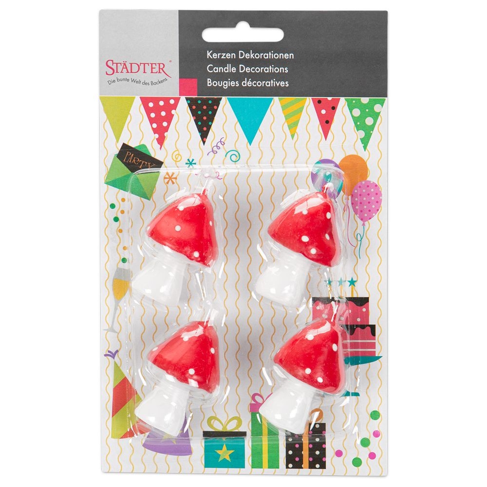 Städter - Candles Fly agaric red - 5 cm - 4 parts