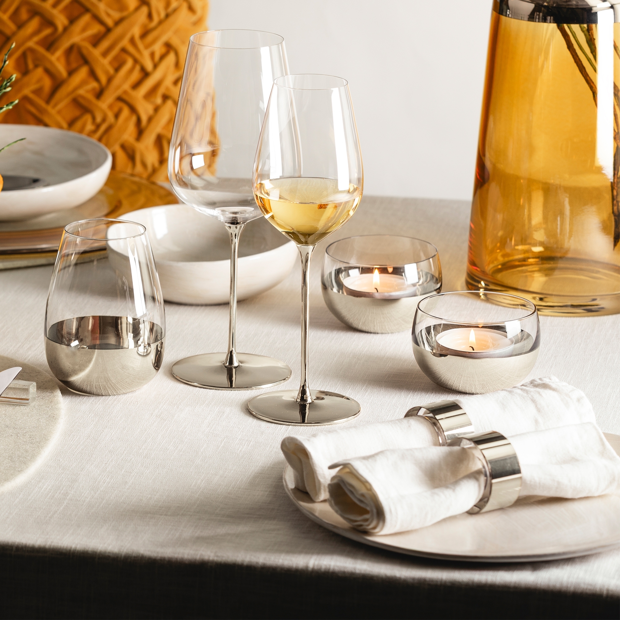 Eisch – Napkin rings, set of 2, platinum