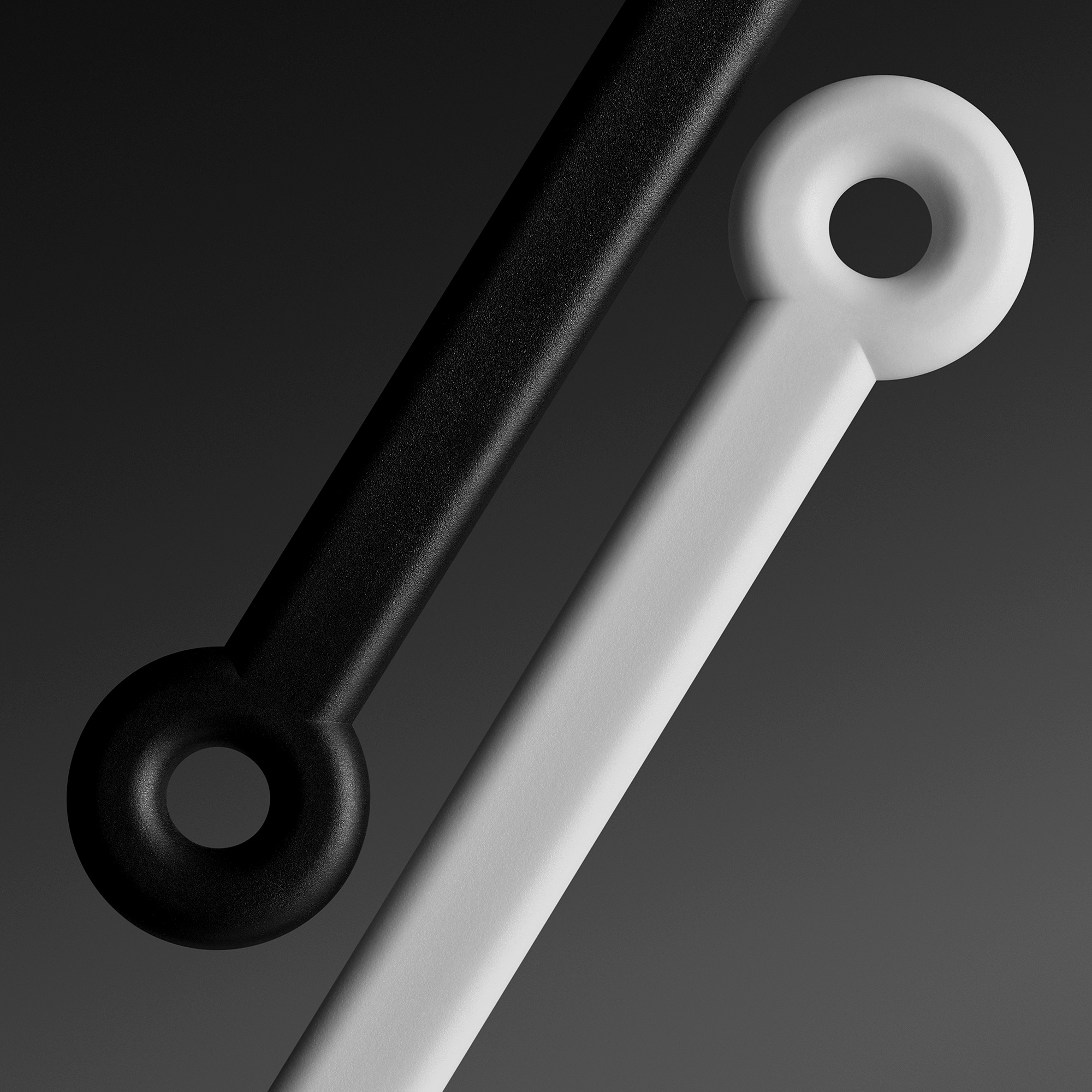 Zwei minimalistische Stäbe in Schwarz und Weiß