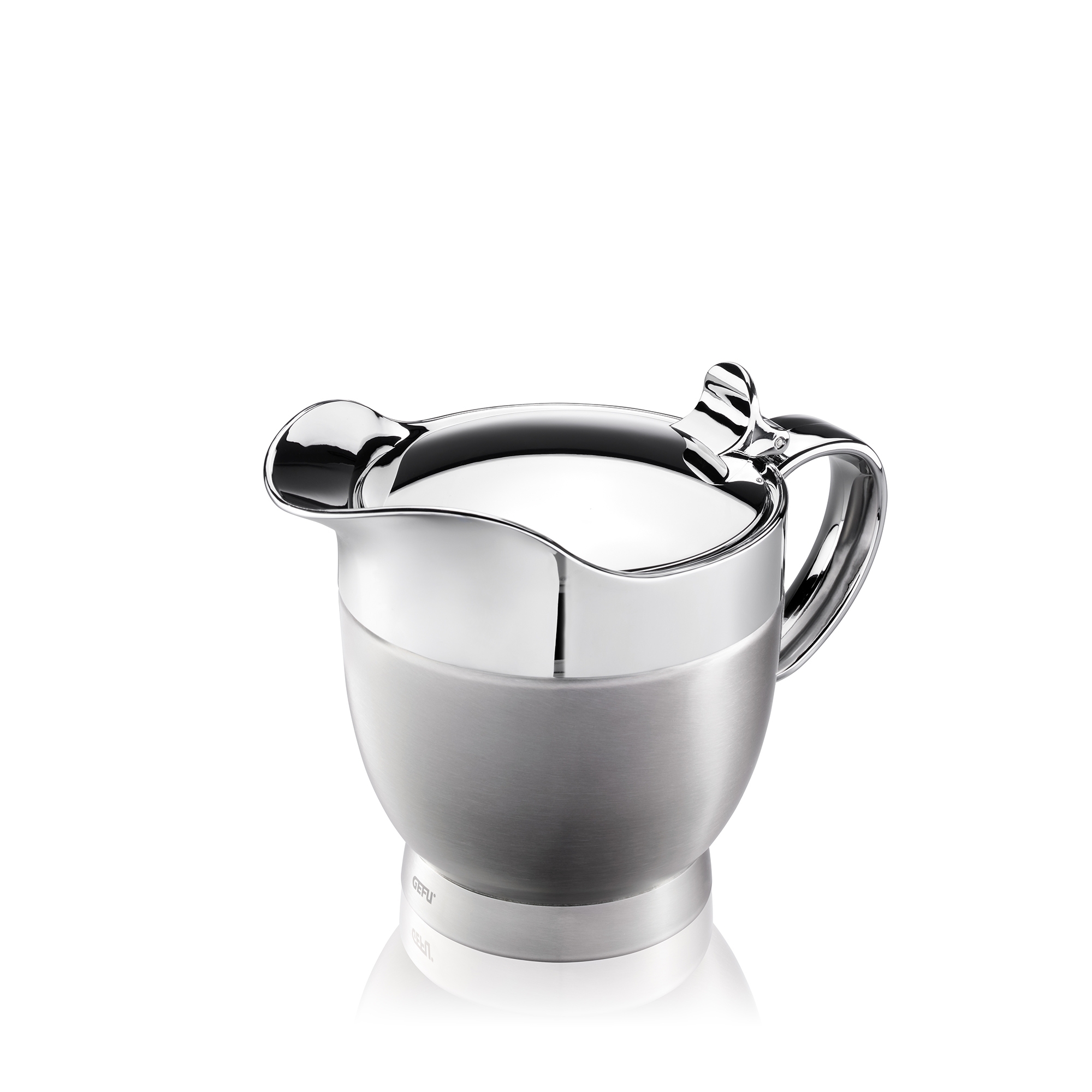 Elegant polished stainless steel milk jug