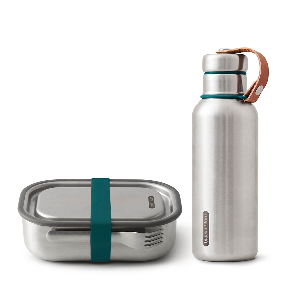black+blum - Lunch Set Edelstahl , ozean, Isolierflasche + Lunchbox black+blum - Lunch Set Edelstahl , ozean, Isolierflasche + Lunchbox