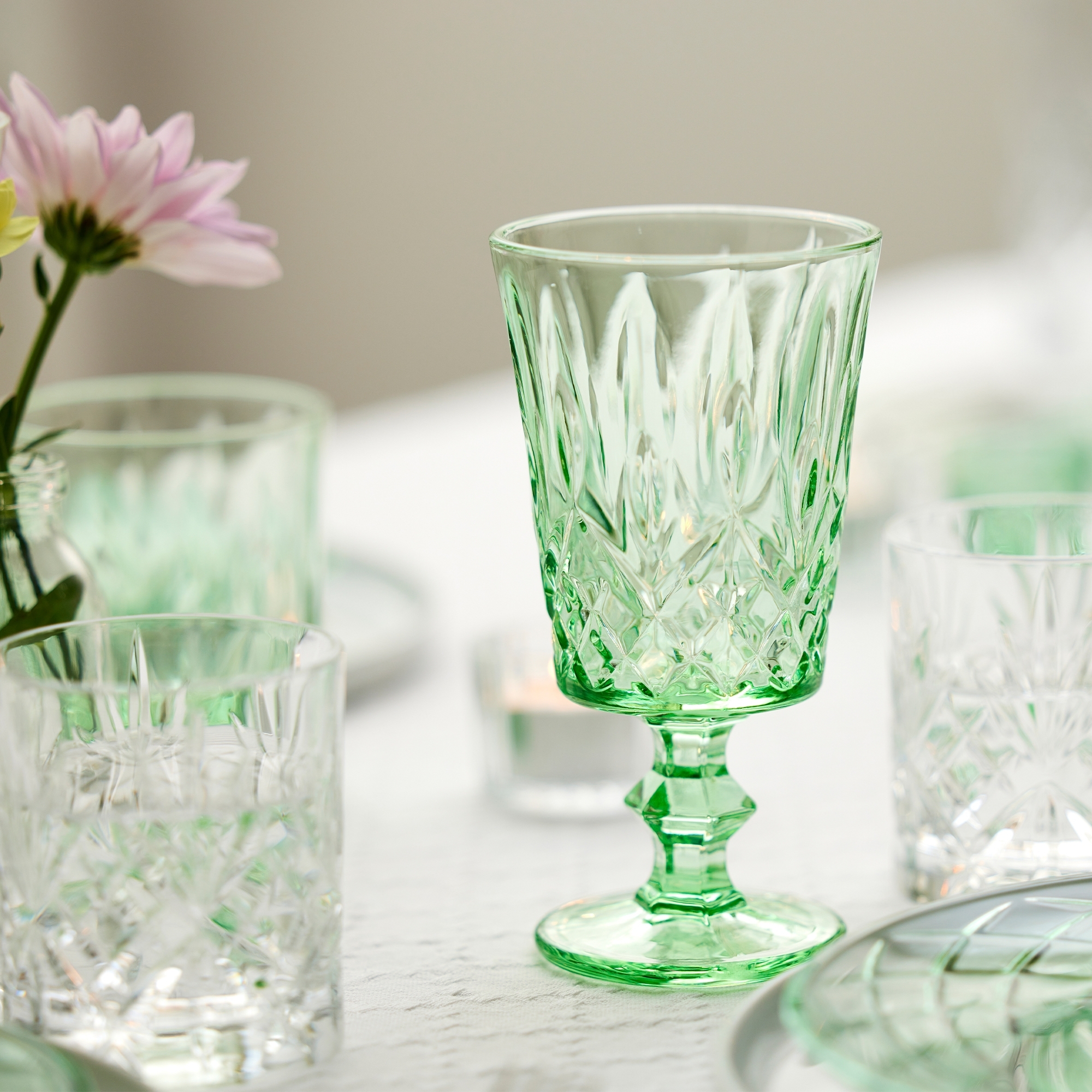 Lyngby glass -Sorrento - Wine glass - Green - 4 pcs.
