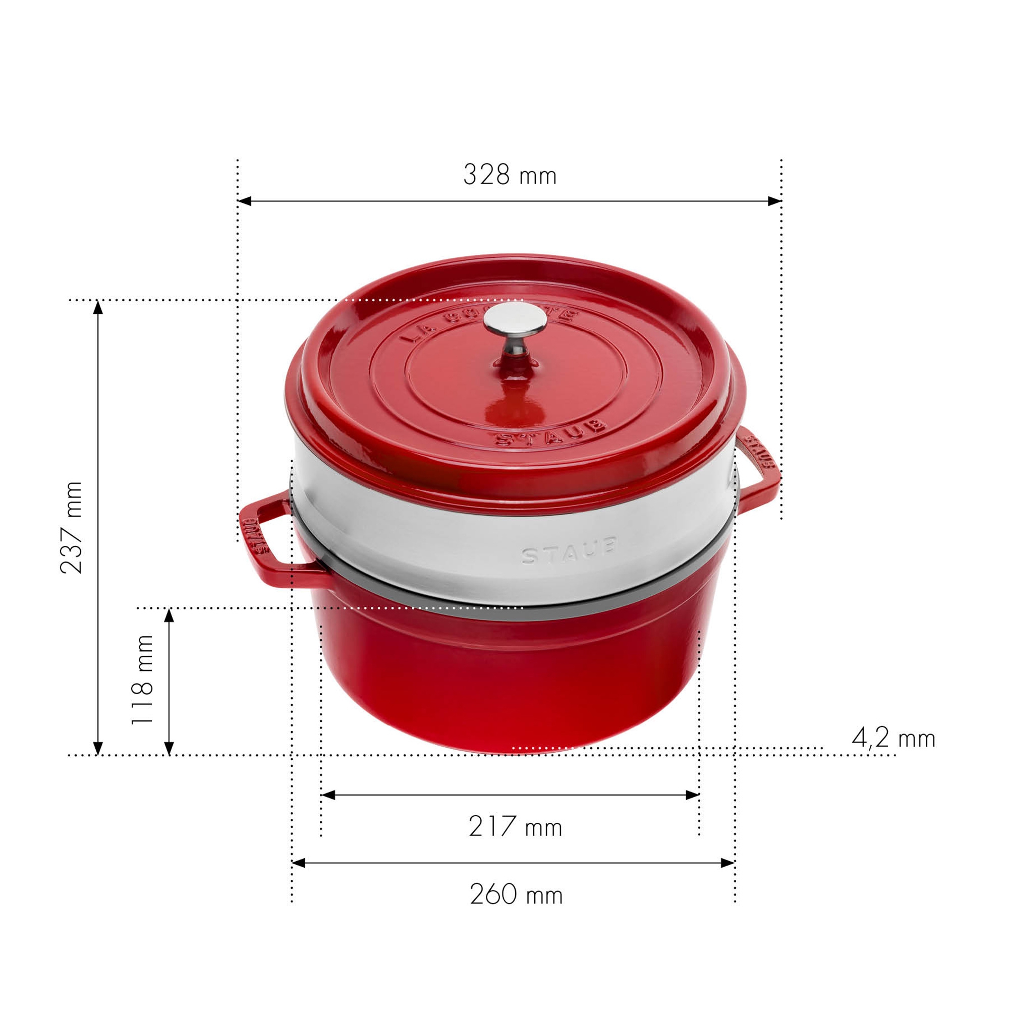 Staub - Cocotte with steaming basket - round - 26 cm