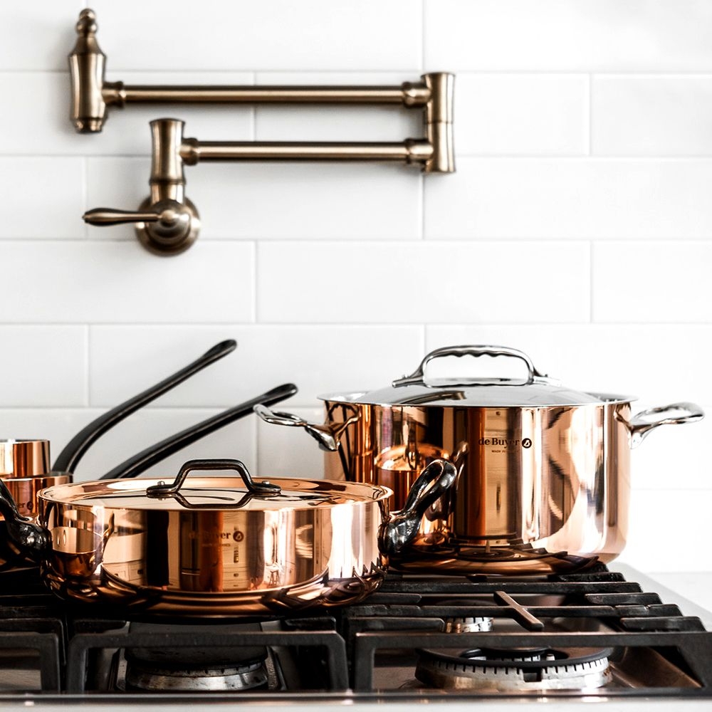 de Buyer - Round Lid in copper with brass handles de Buyer - Round Lid in copper with brass handles