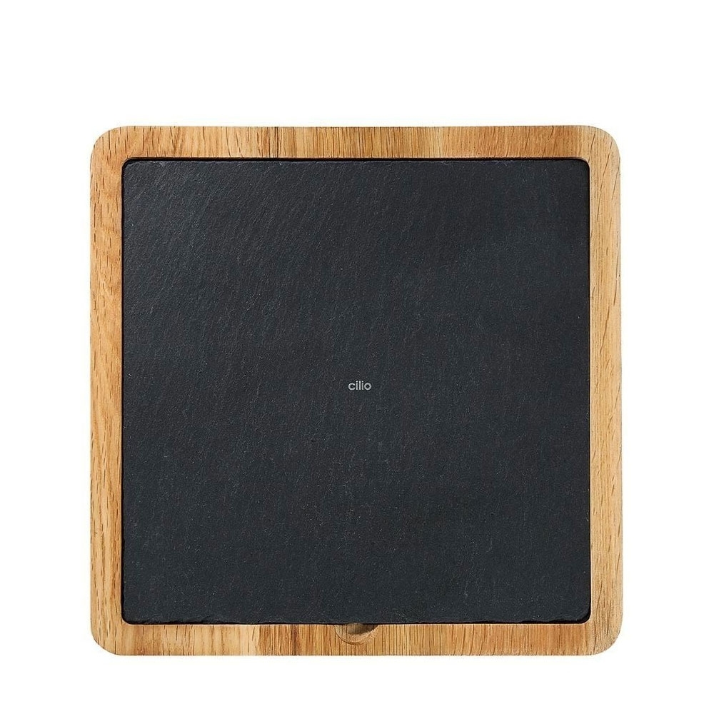 cilio - Schieferplatte mit Holzbrett - quadratisch cilio - Schieferplatte mit Holzbrett - quadratisch