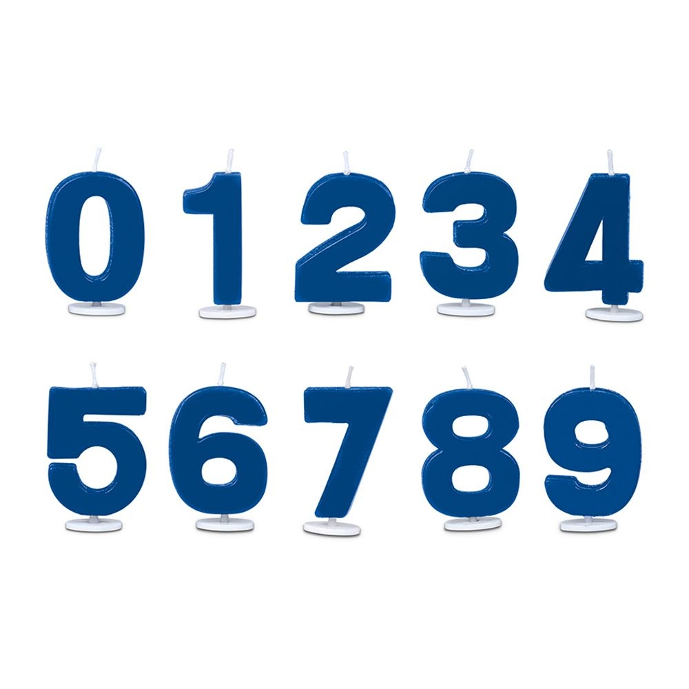 Städter - Kerze Ziffer - Set 10-tlg. 0–9 - Blau mit Halter - 4,5 cm Städter - Kerze Ziffer - Set 10-tlg. 0–9 - Blau mit Halter - 4,5 cm