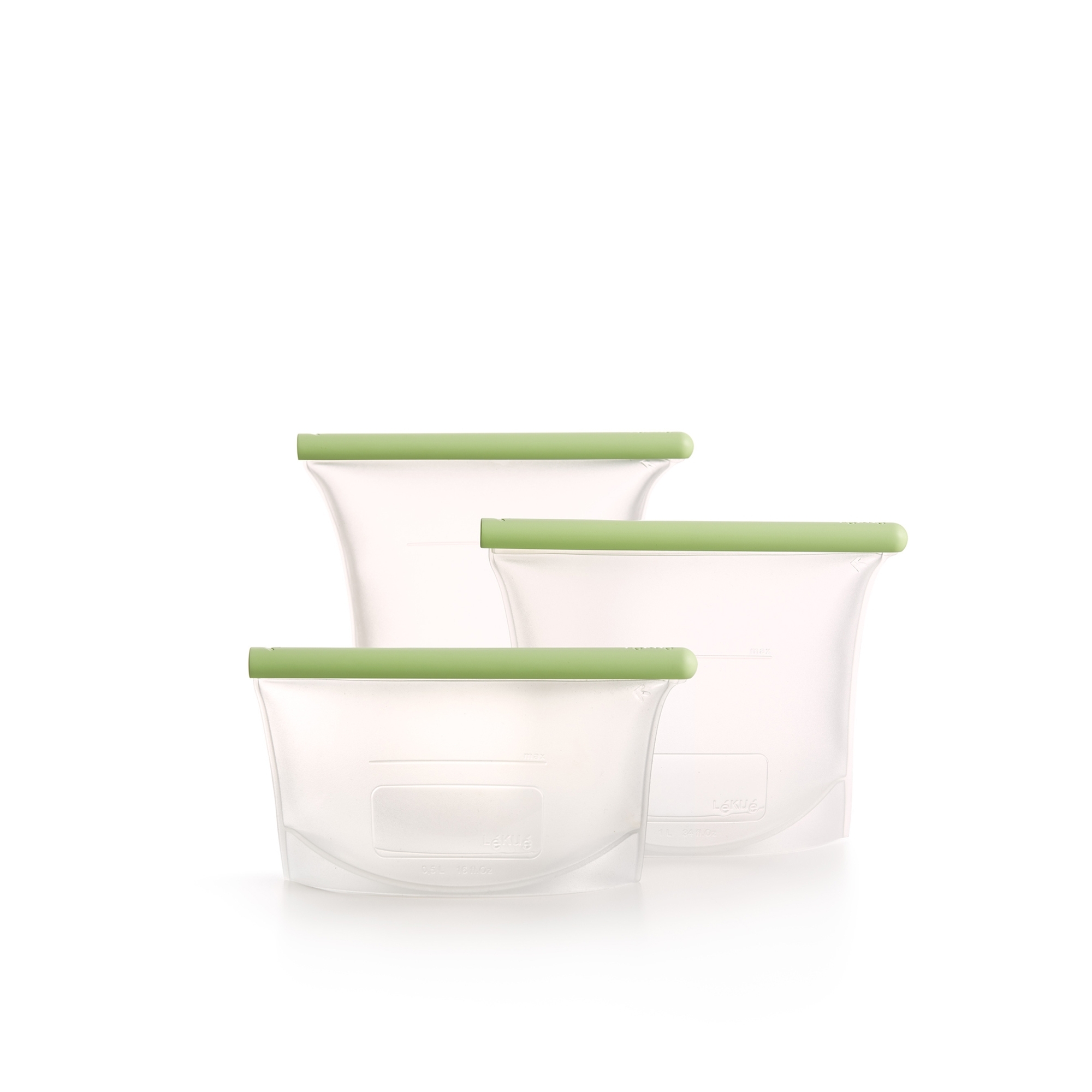 Lékué - Reusable silicone bags, set of 3, green