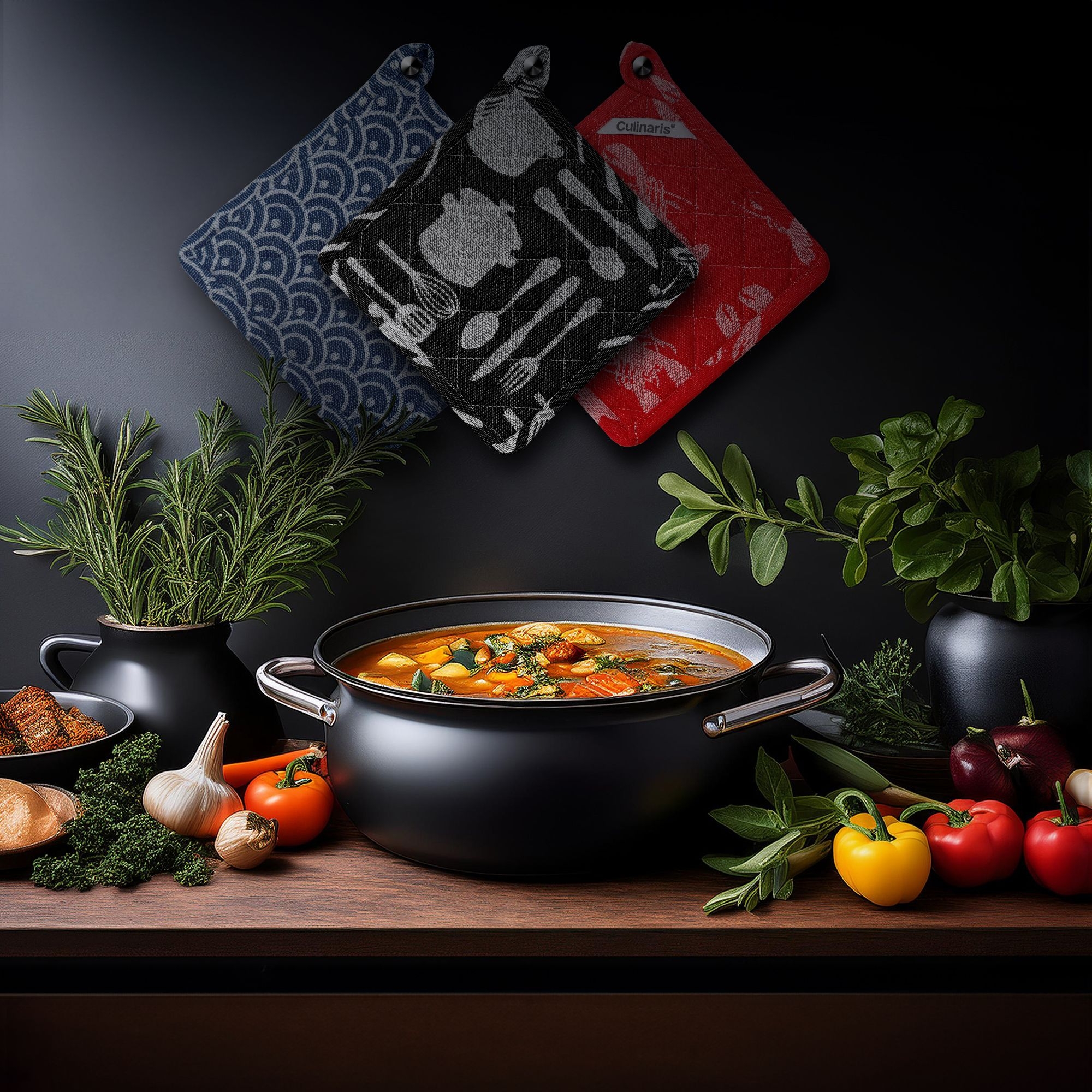 Oven Cloth - Black Cutlery | Culinaris Oven Cloth - Black Cutlery | Culinaris