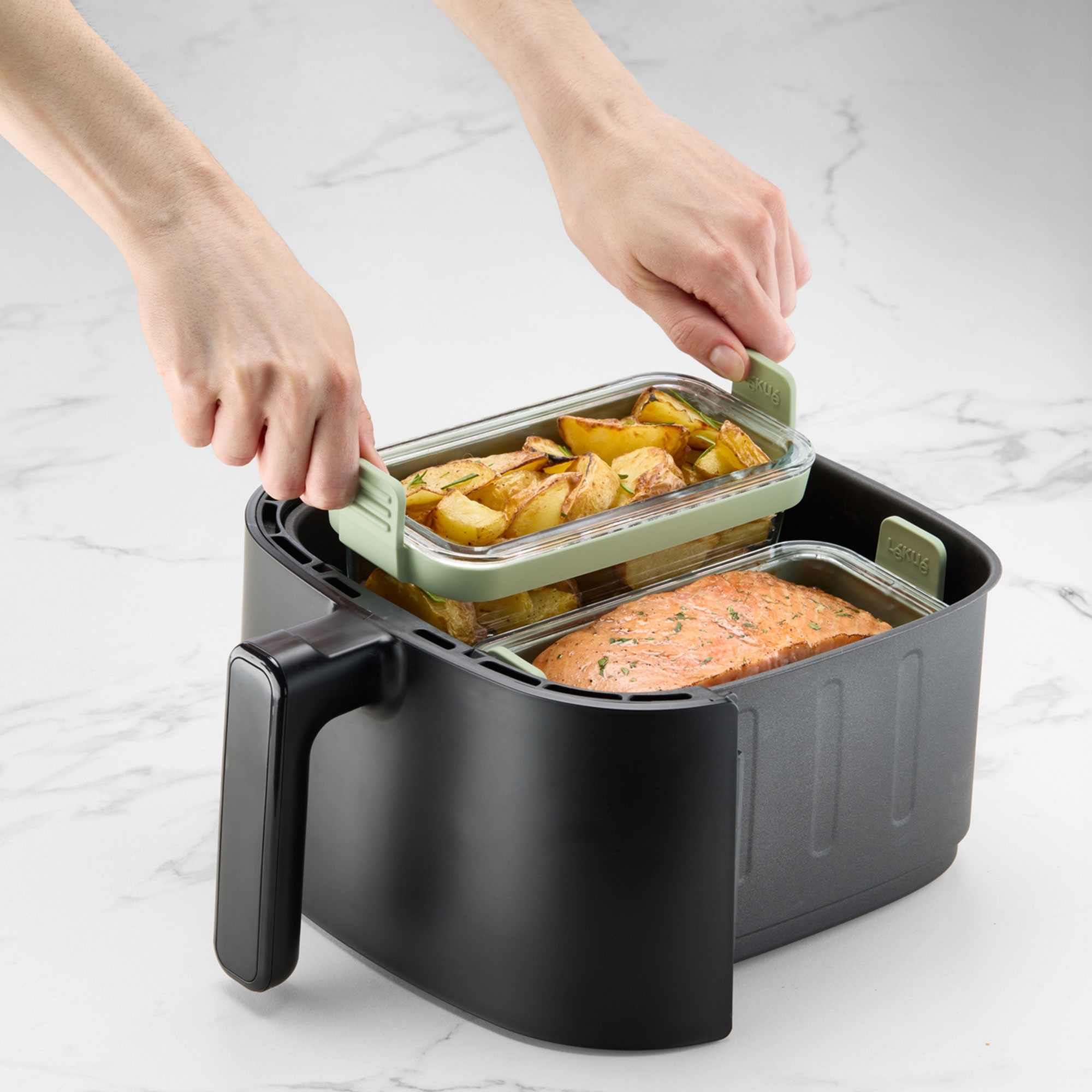 Lékué - Rectangular glass bowls, set of 2