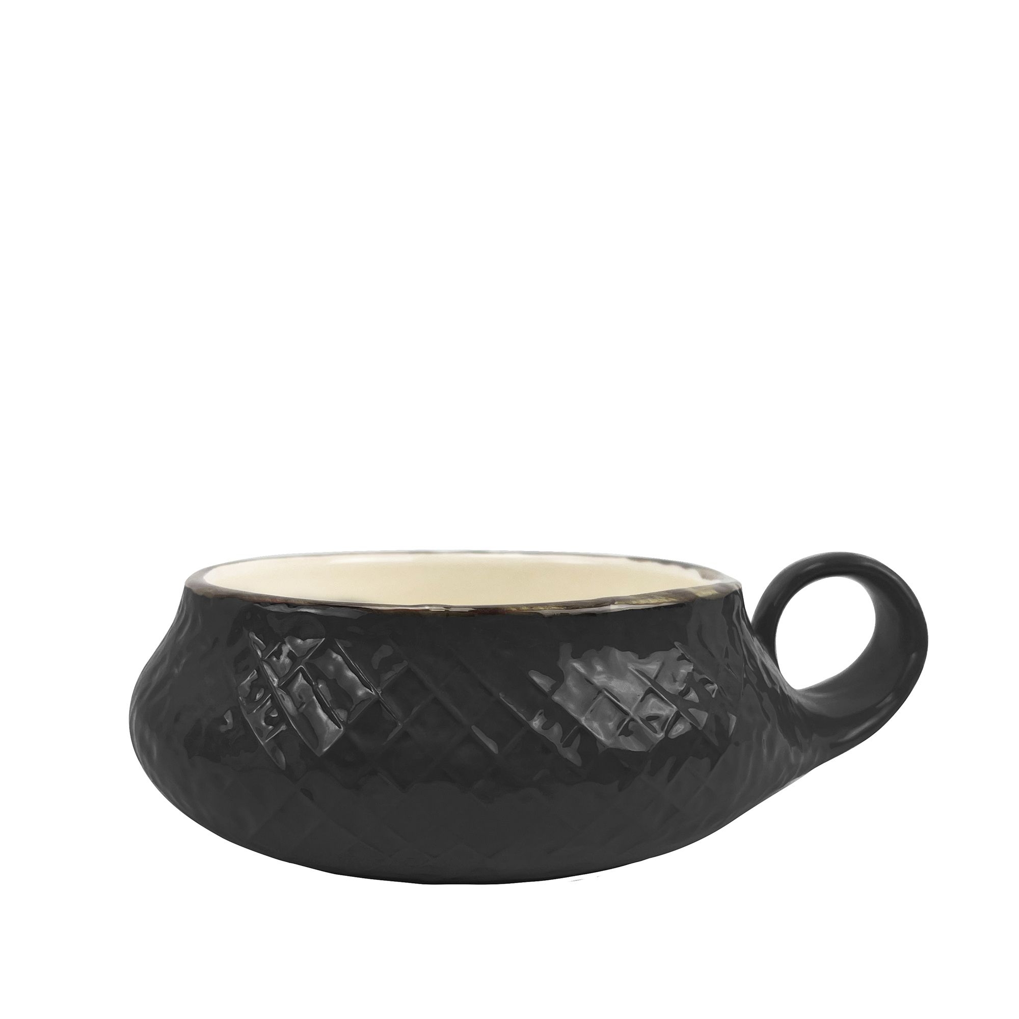 Arcucci - Schale mit Henkel - 13 x 21 cm - Nero-Schwarz