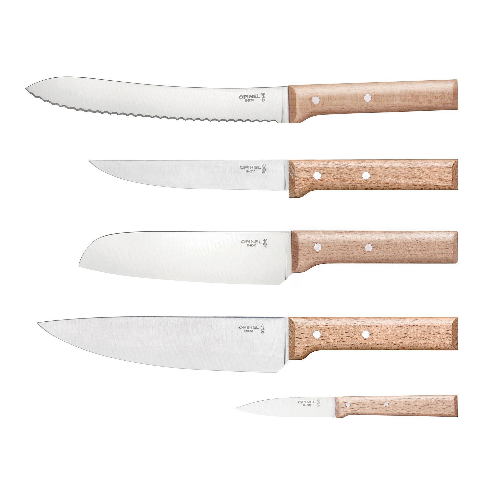 Opinel - Bread Knife Block - PARALLELE - Knife Set - 6-piece