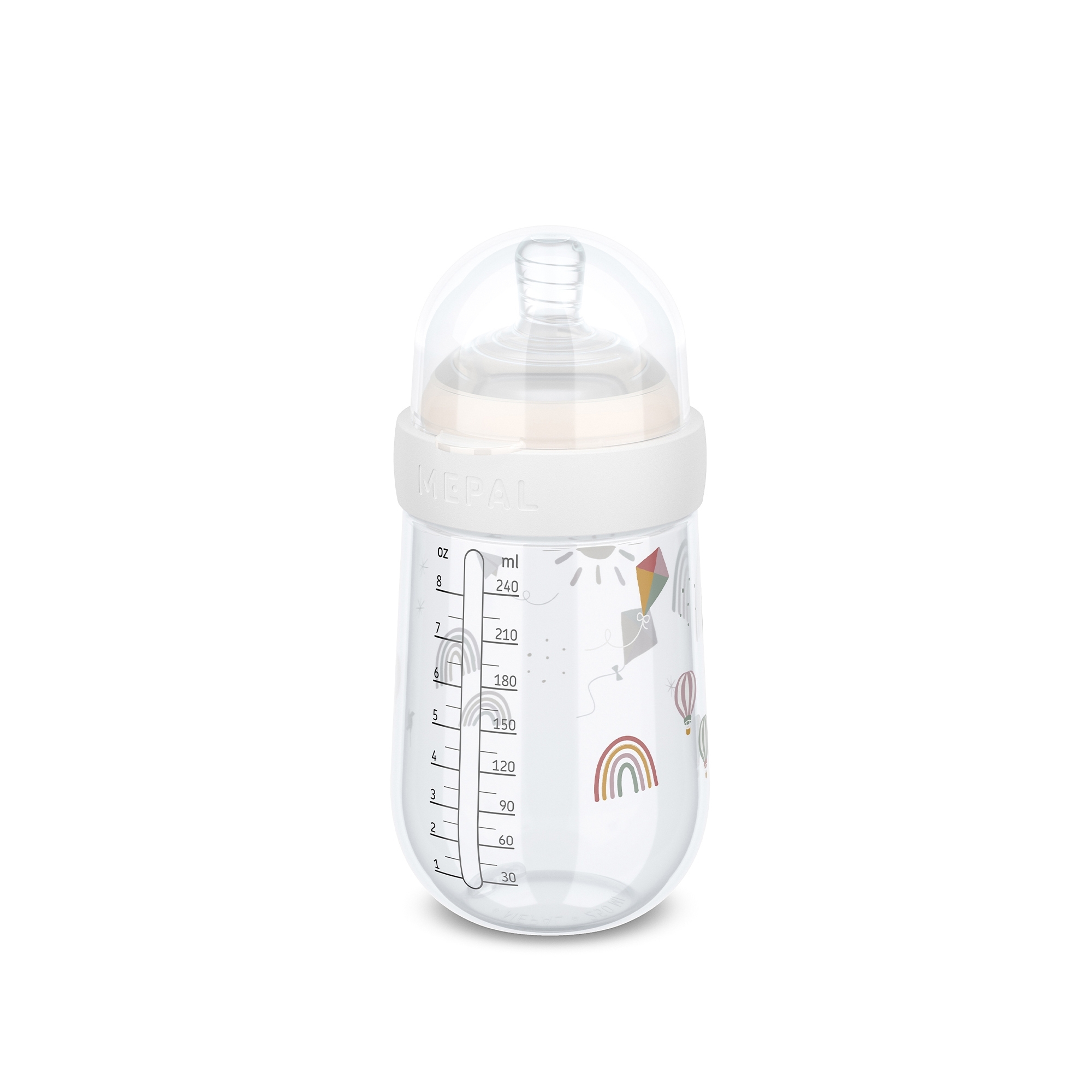 Mepal Mio 240 ml baby bottle with rainbow design