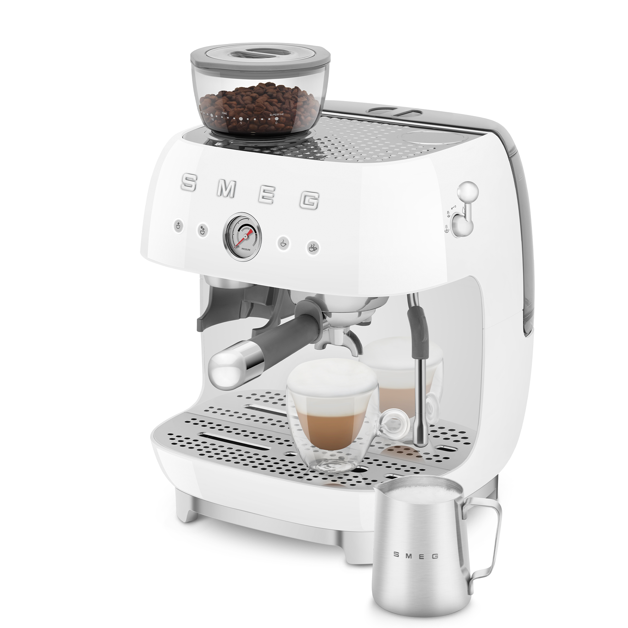 SMEG espresso machine with grinder 50's style - white