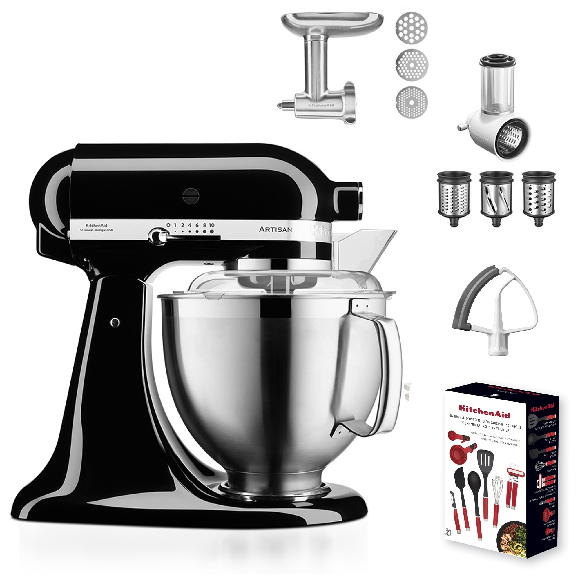 KitchenAid - Artisan Stand Mixer 5KSM185PS - Set - onyx black