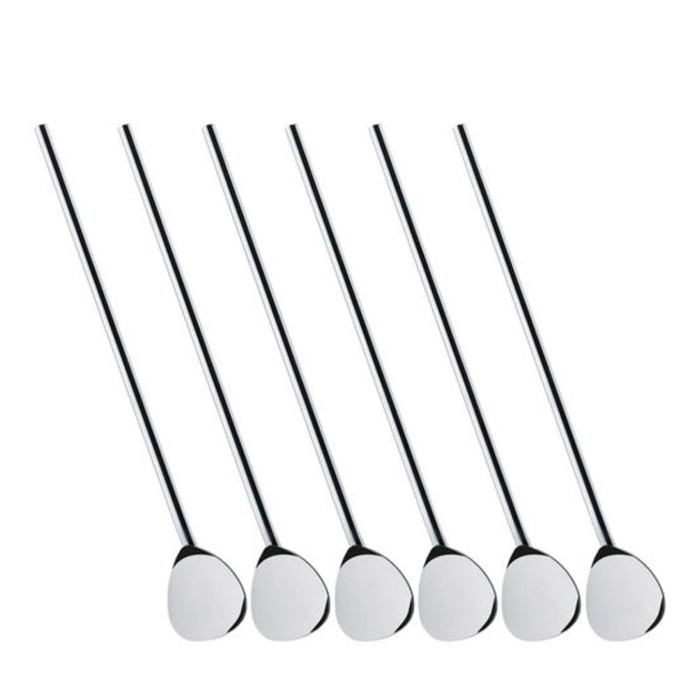 Cilio - Cocktail spoon with drinking straw steel - Set of 6