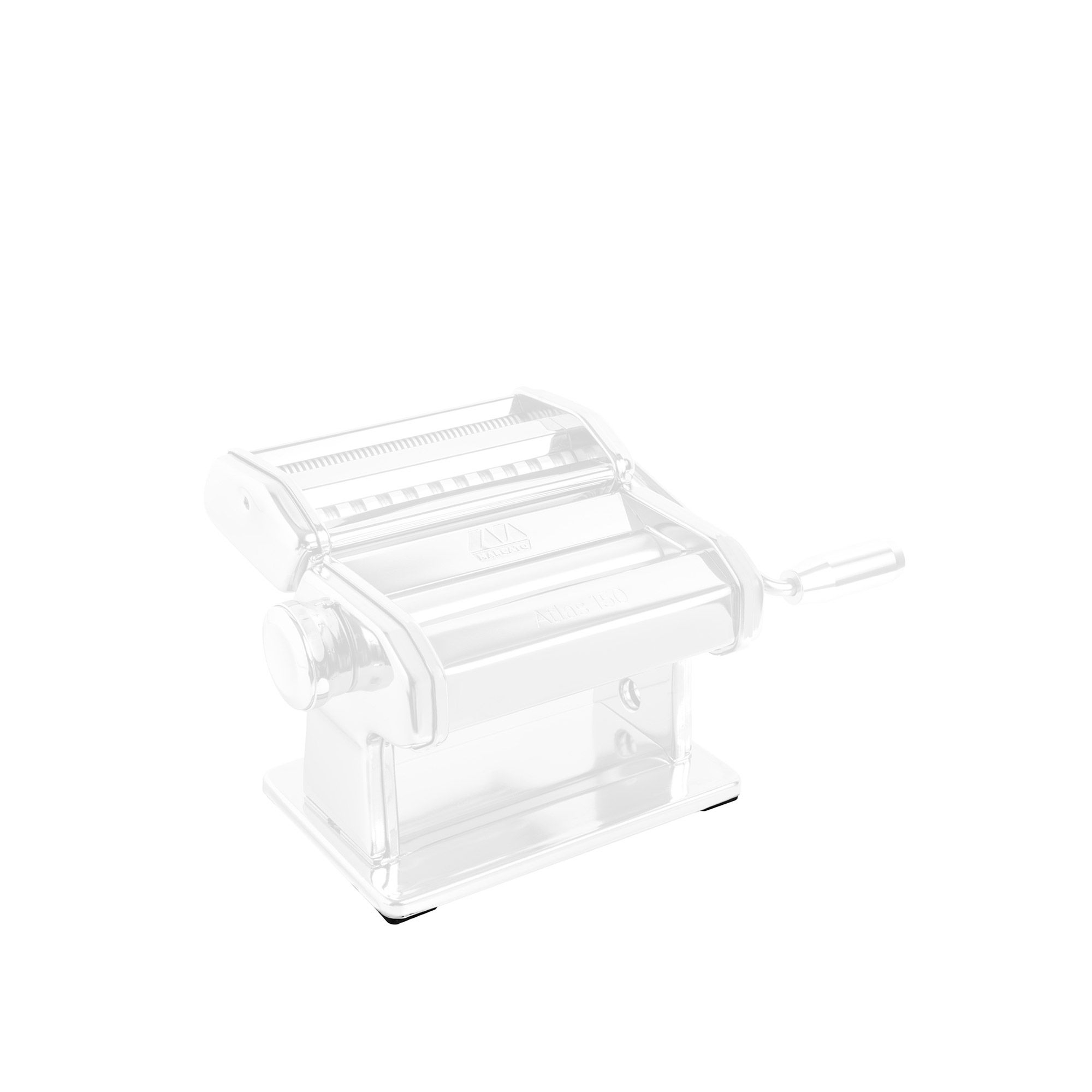 Silver manual pasta machine with crank