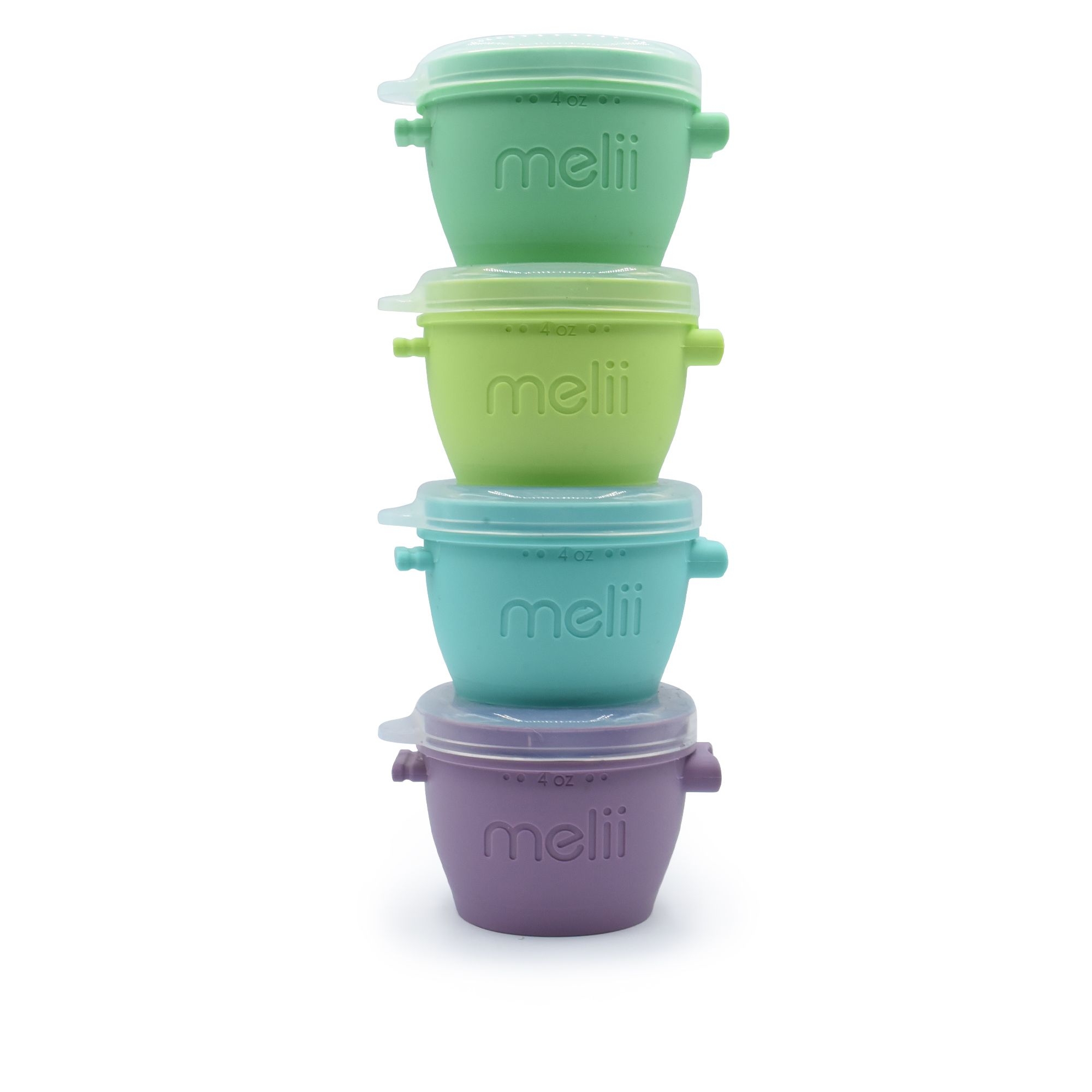 melii - Snack-Behälter "Snap & Go", Silikon- 4er-Set je 118 ml, bunt