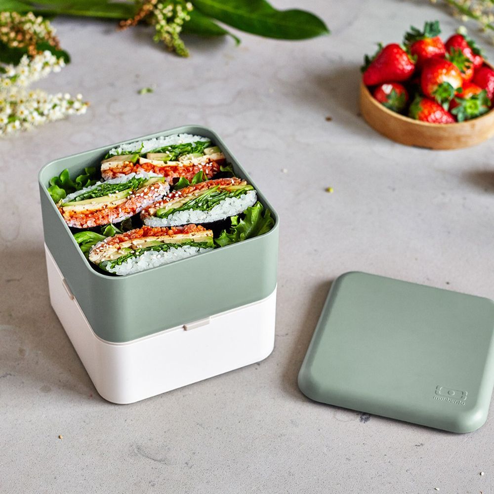 monbento - Square Bento Box natural green monbento - Square Bento Box natural green